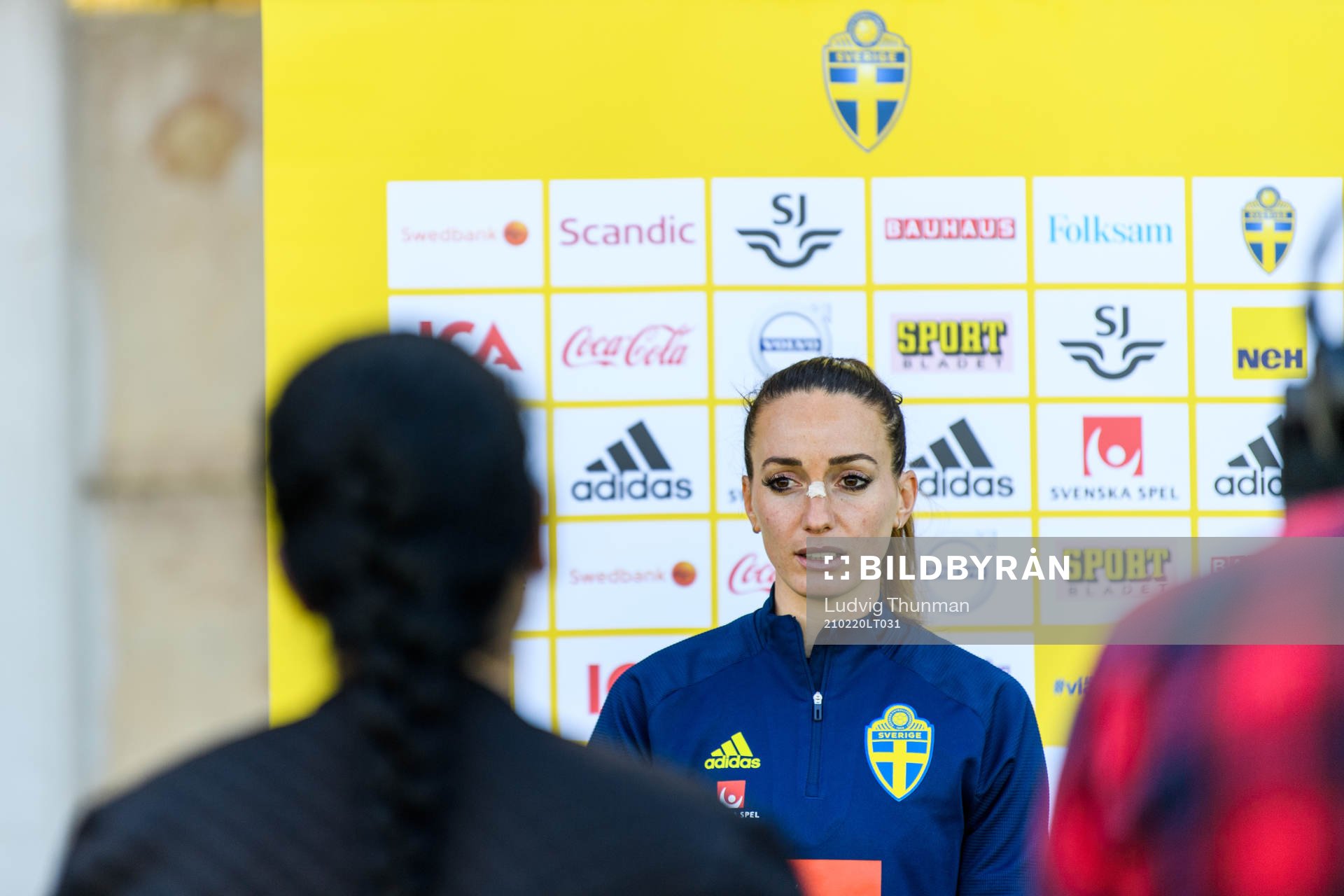 Kosovare Asllani is interviewed by the media