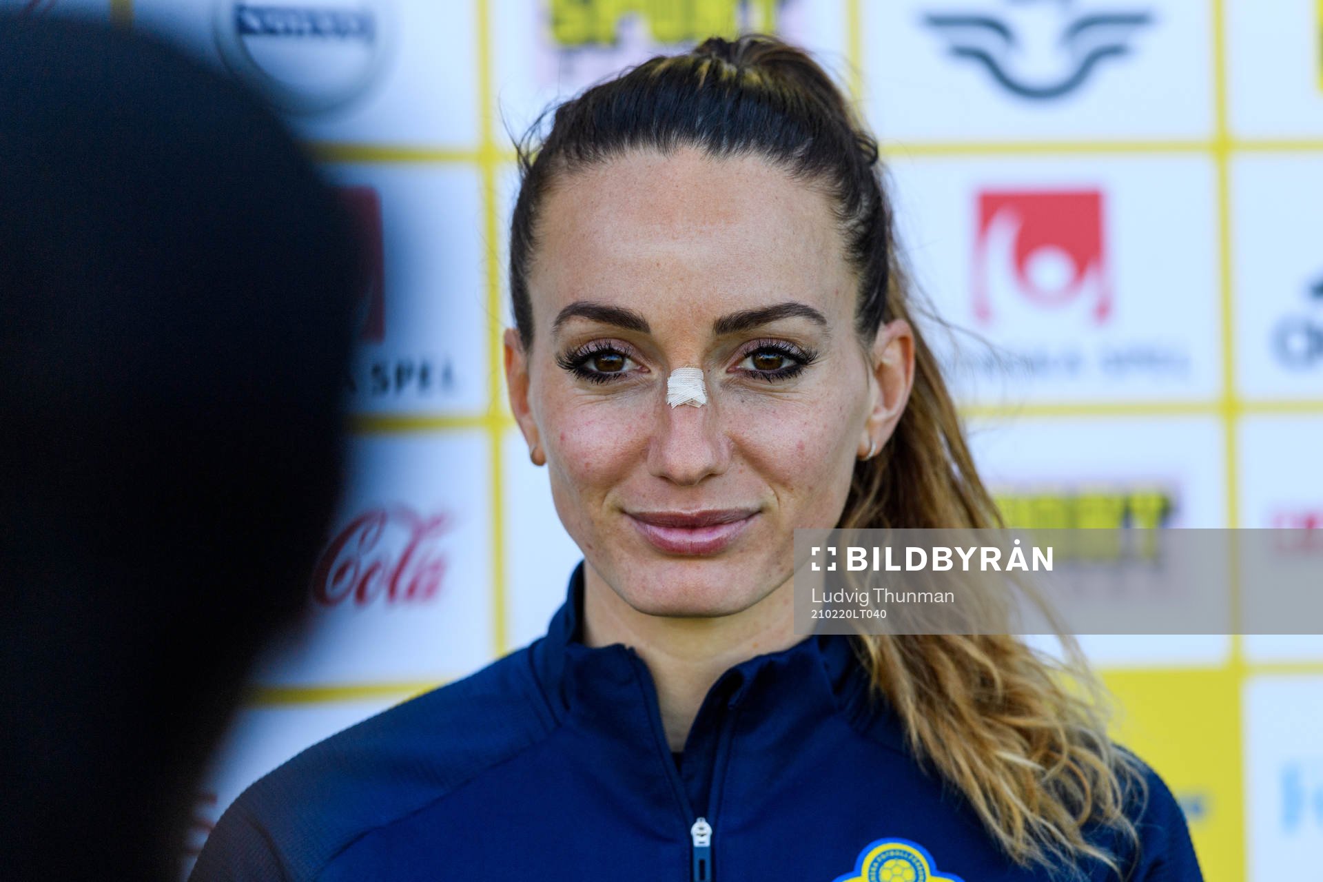Kosovare Asllani is interviewed by the media
