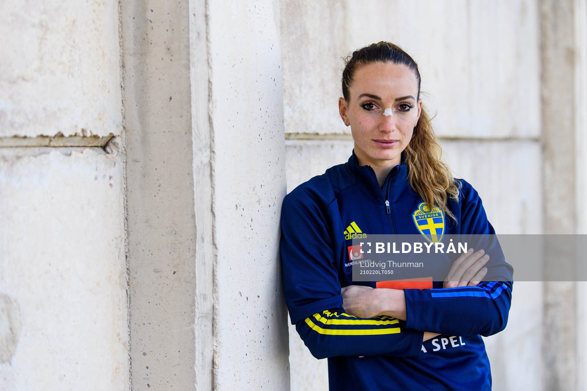 Kosovare Asllani poses for portrait after a training session with the Swedish women's national football team on February 20, 2021 in Attard. 