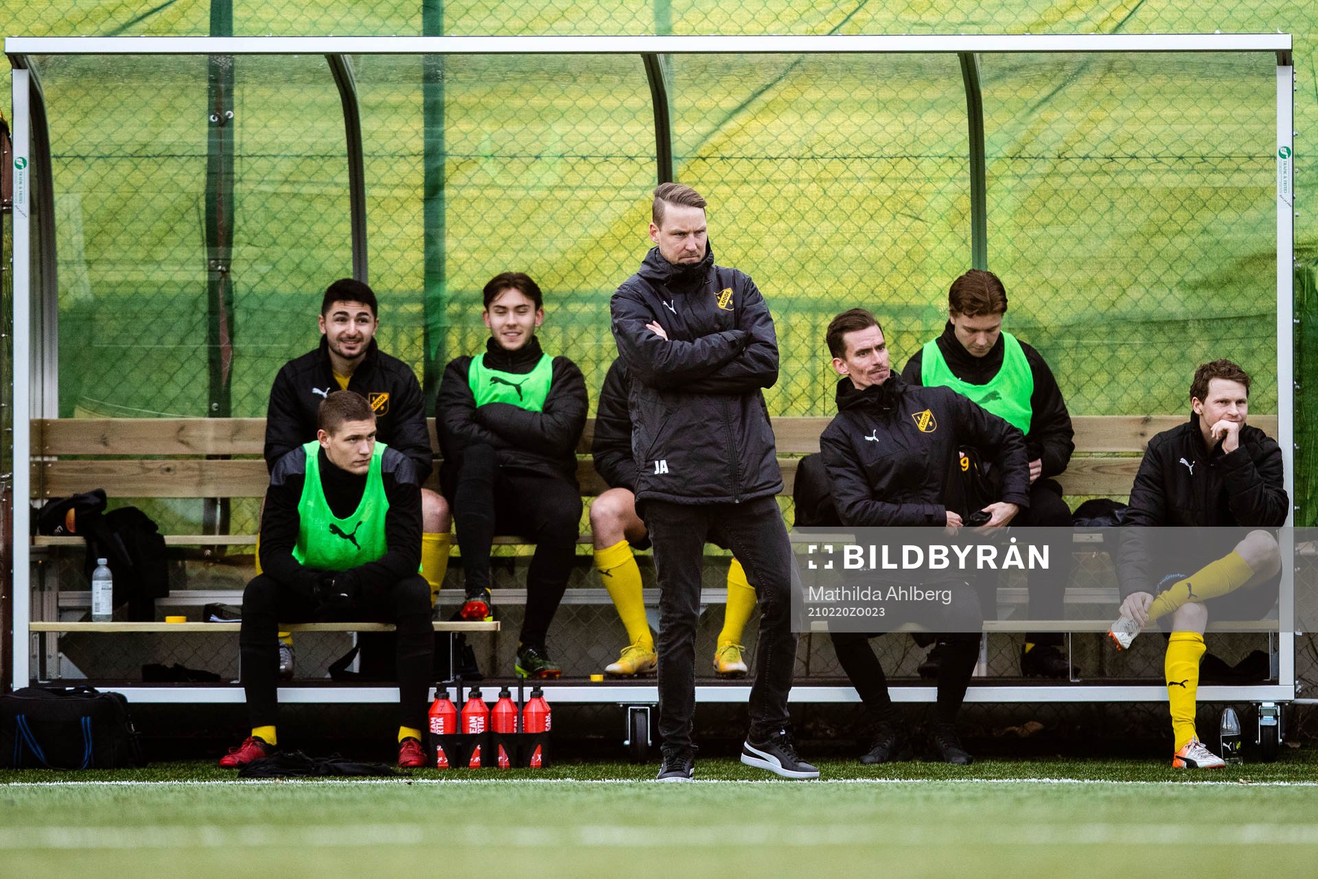 Löddes tränare Jimmie Andersson under fotbollsmatchen i Svenska Cupen mellan Lödde och Sirius den 20 februari 2021 i Löddeköpinge. 