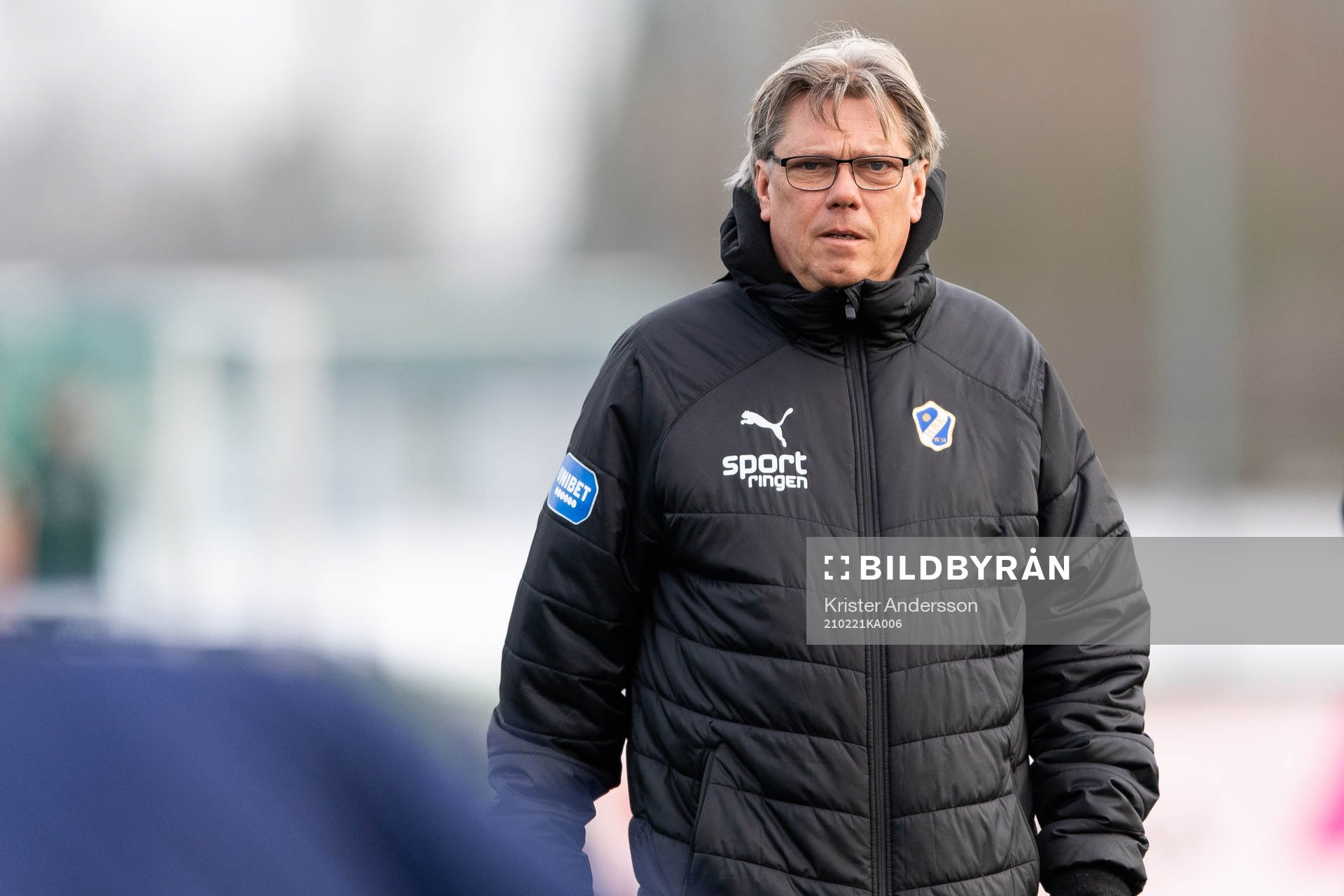 Halmstads analytiker Pelle Olsson före fotbollsmatchen i Svenska Cupen mellan Halmstad och GAIS den 21 februari 2021 i Halmstad. 
