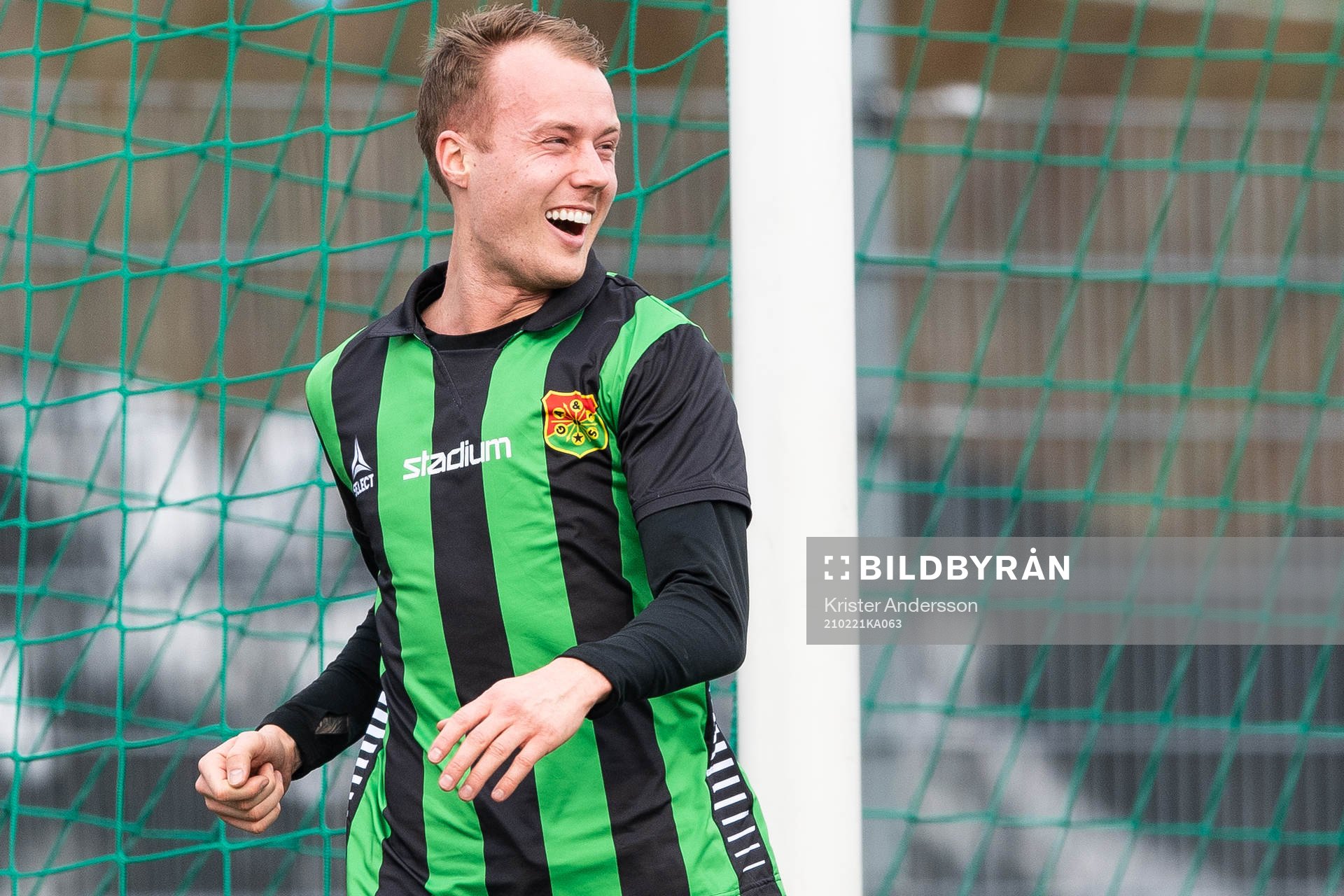 GAIS Daniel Sterner jublar efter 0-1 under fotbollsmatchen i Svenska Cupen mellan Halmstad och GAIS den 21 februari 2021 i Halmstad. 