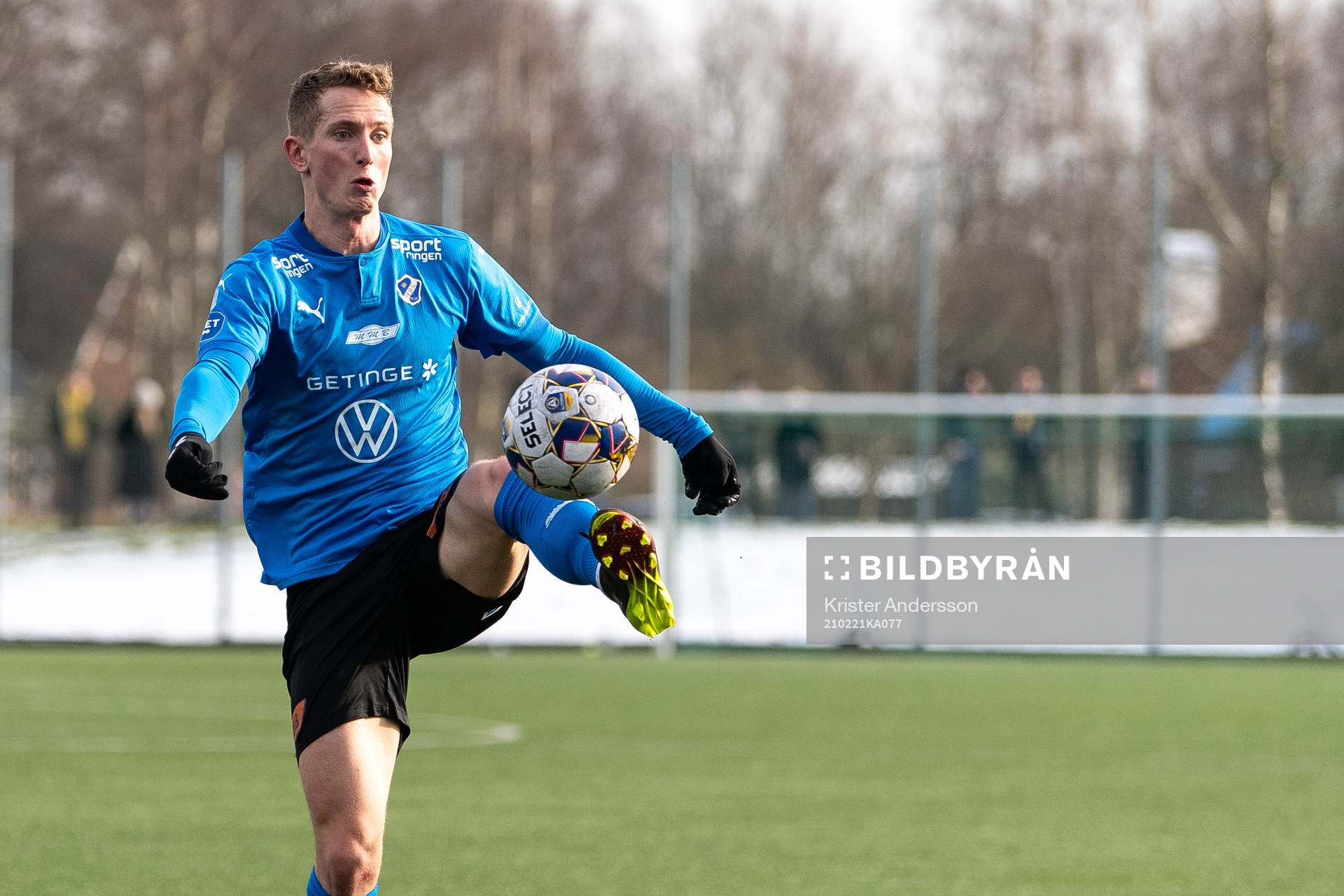 Halmstads Andreas Bengtsson under fotbollsmatchen i Svenska Cupen mellan Halmstad och GAIS den 21 februari 2021 i Halmstad. 