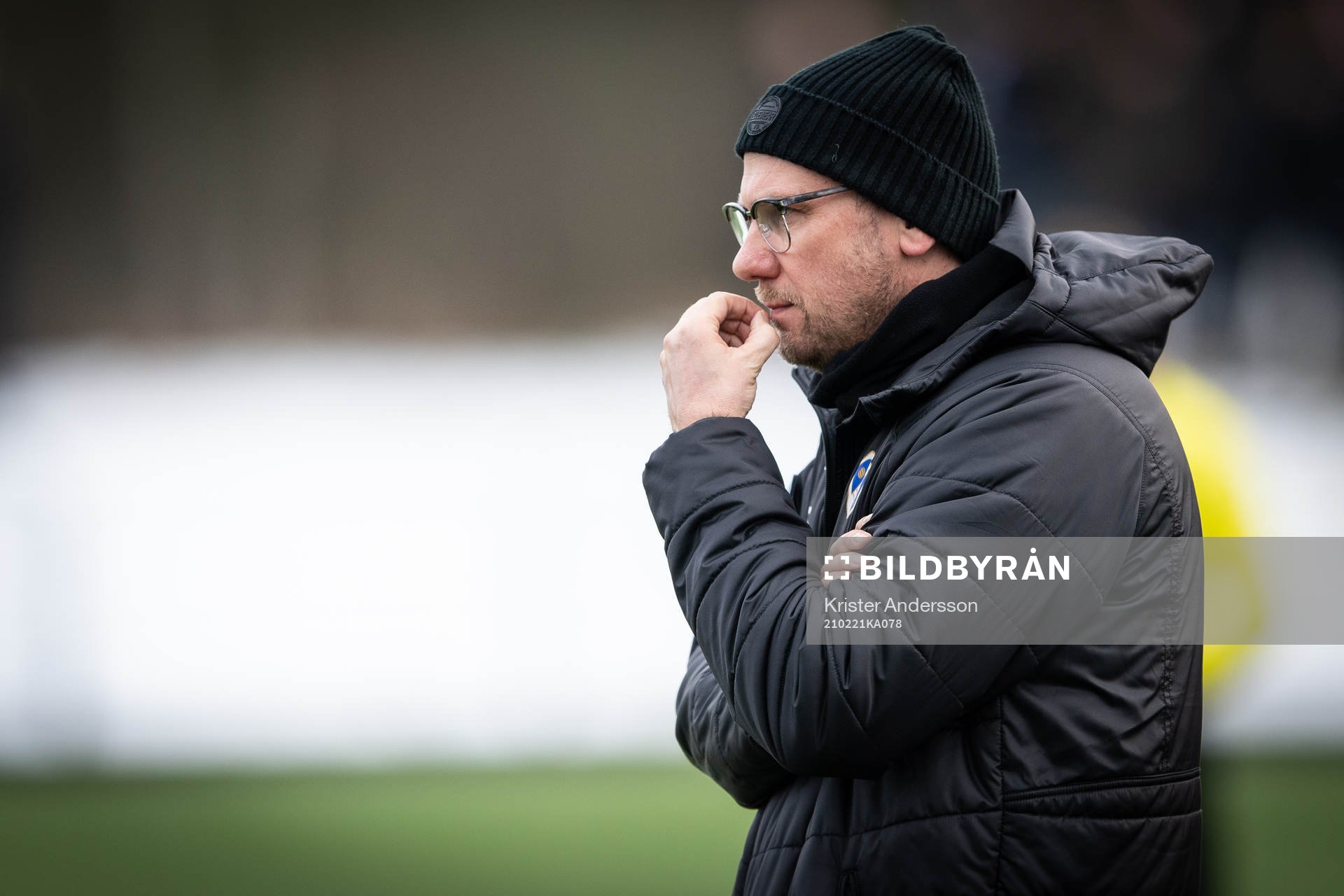 Halmstads tränare Magnus Haglund under fotbollsmatchen i Svenska Cupen mellan Halmstad och GAIS den 21 februari 2021 i Halmstad. 