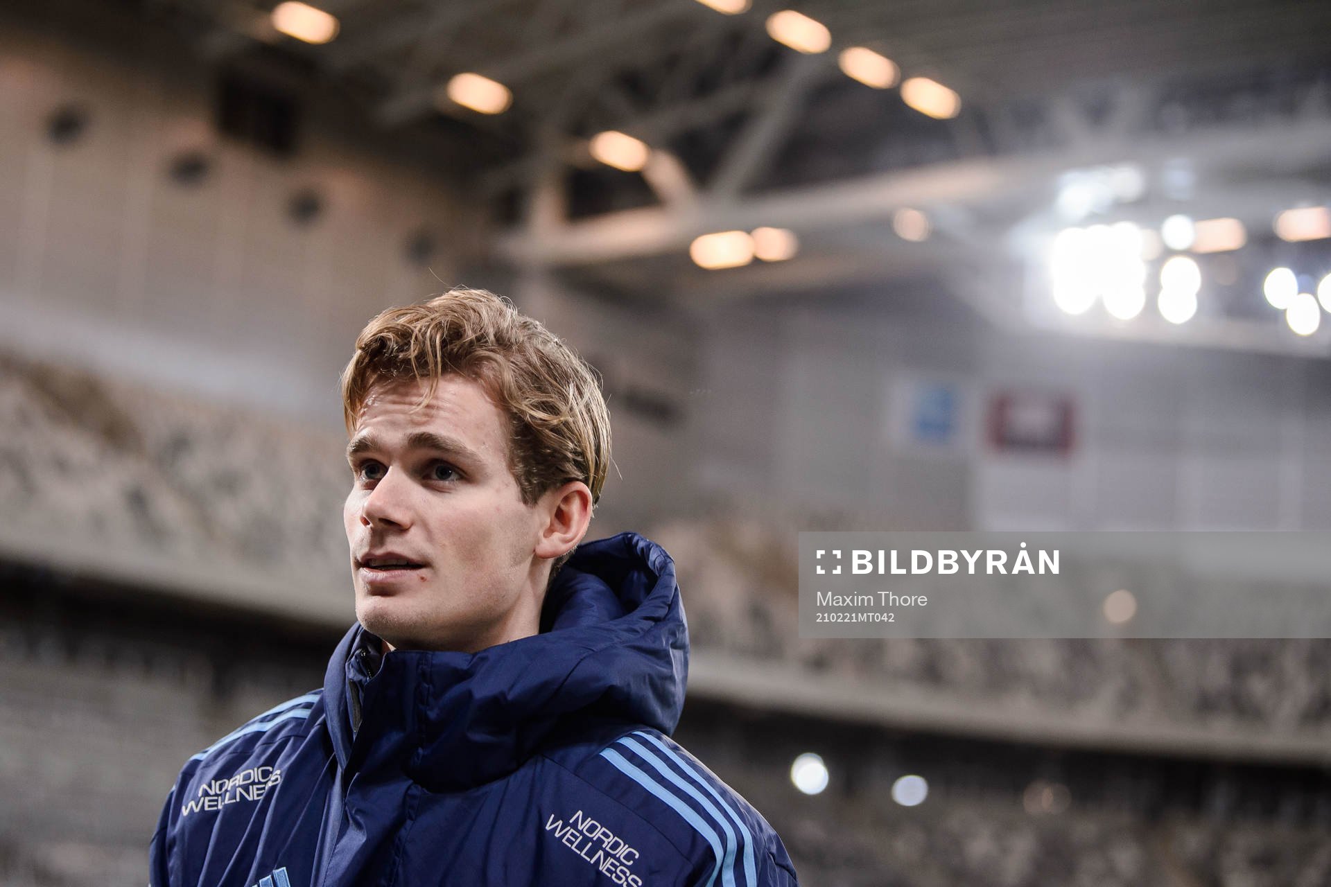 Djurgårdens Hampus Finndell i mixed zone