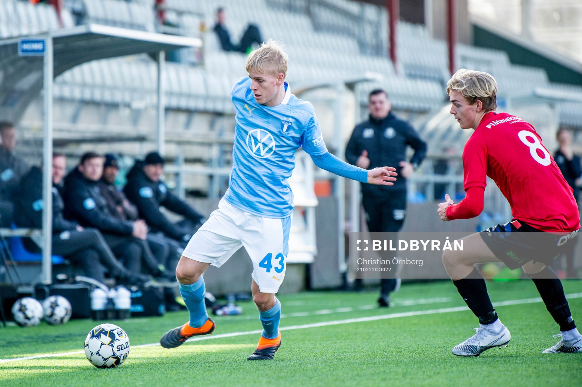 Malmö FFs Emil Lindman mot Trelleborgs Tom Wassholm