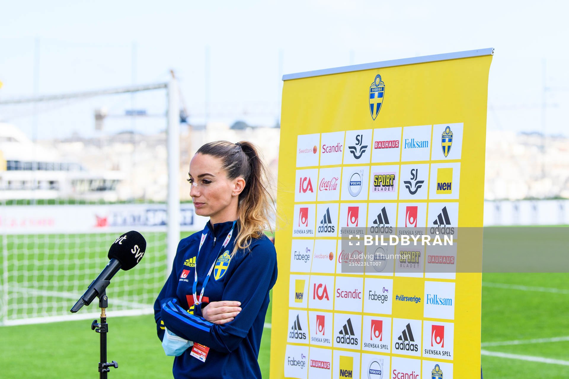 Kosovare Asllani is interviewed by the media
