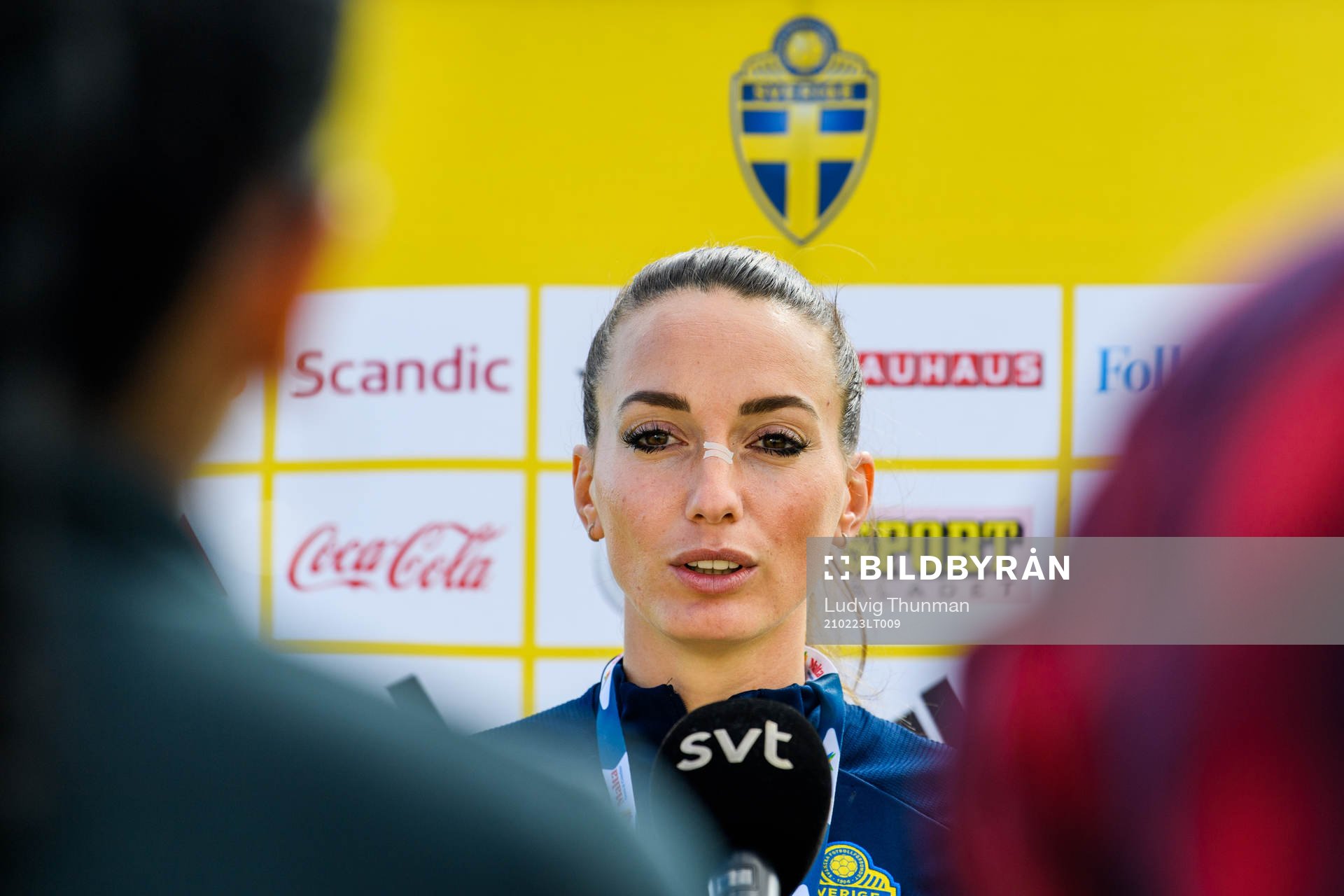 Kosovare Asllani is interviewed by the media