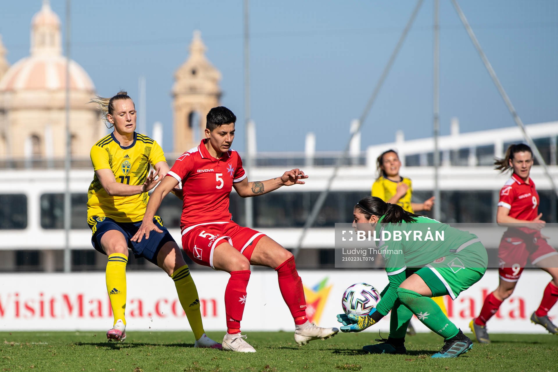 Stina Blackstenius of Sweden against Stephania Farrugia and