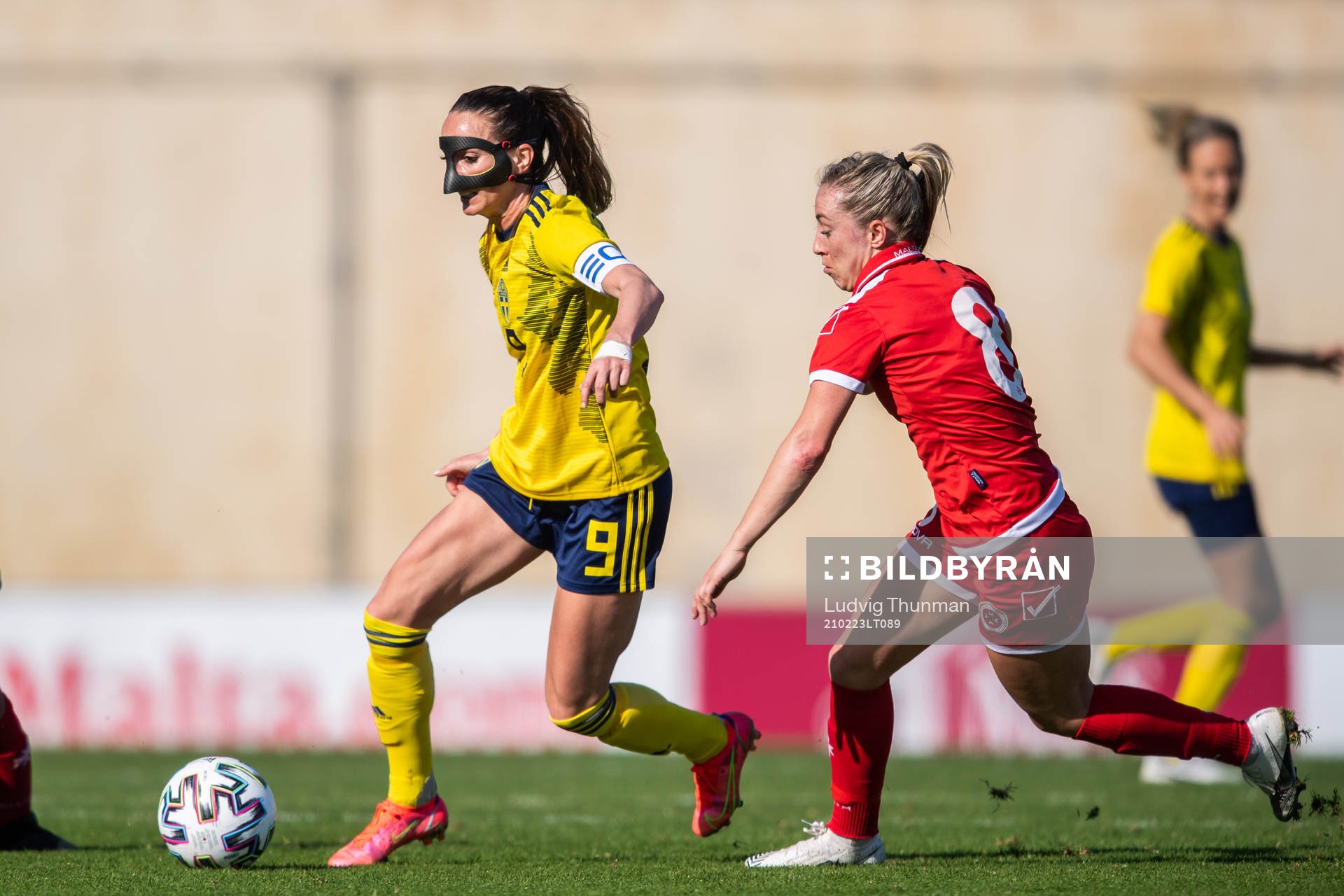 Kosovare Asllani of Sweden and Rachel Cuschieri of Malta