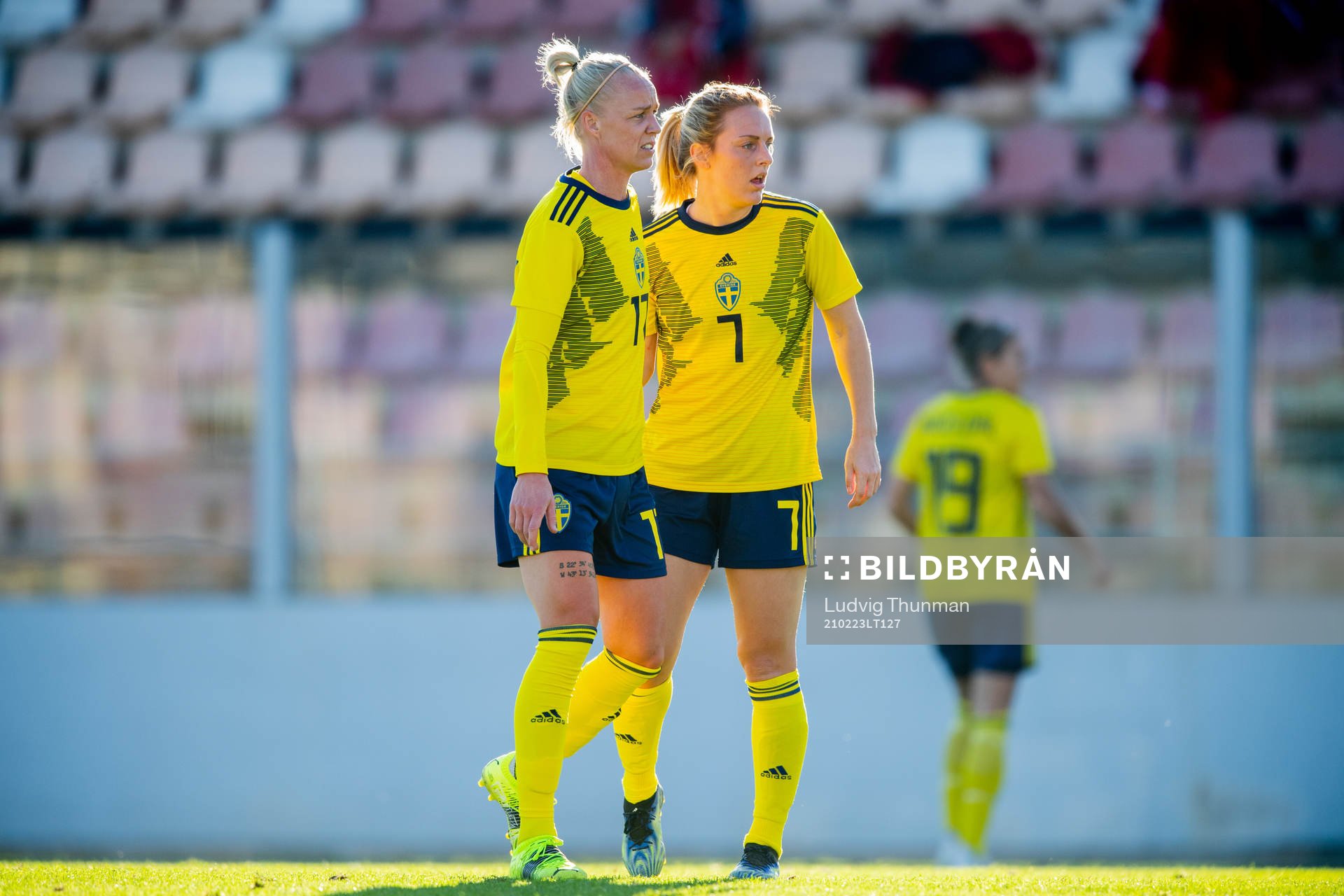 Caroline Seger and Mimmi Larsson of Sweden