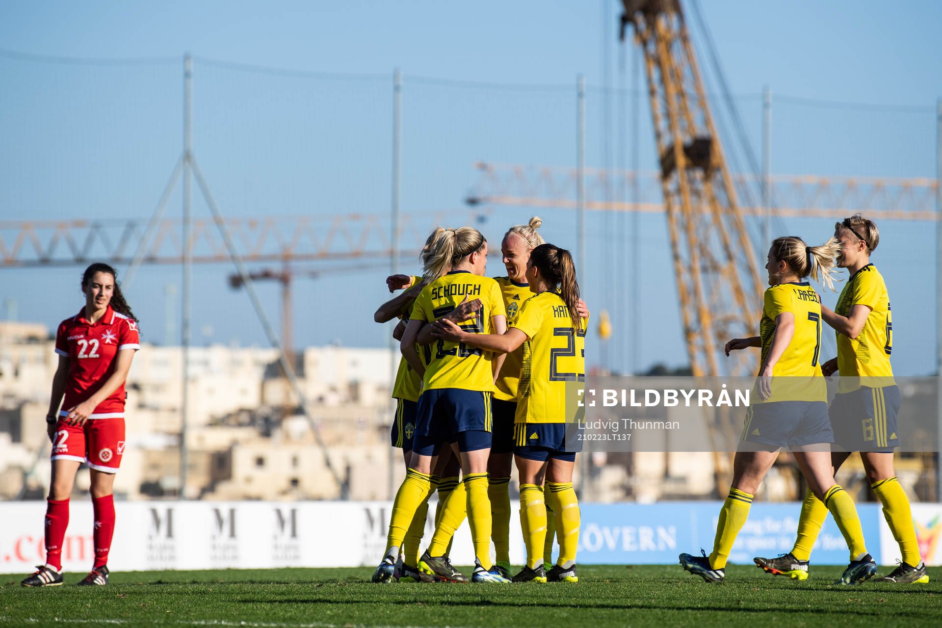 Nathalie Björn of Sweden celebrate with teammates