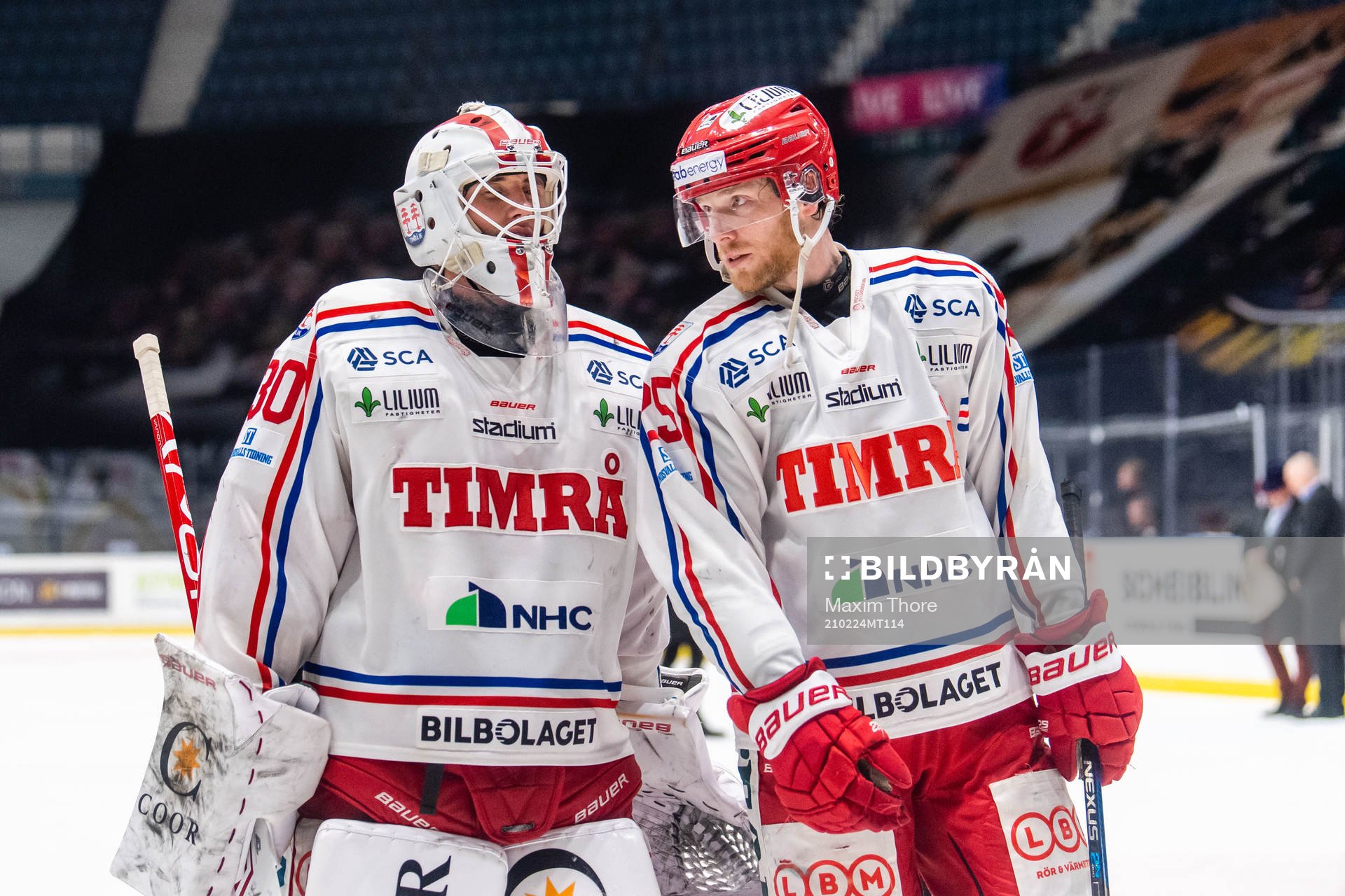 Timrås målvakt Jacob Johansson och Jonathan Carlsson