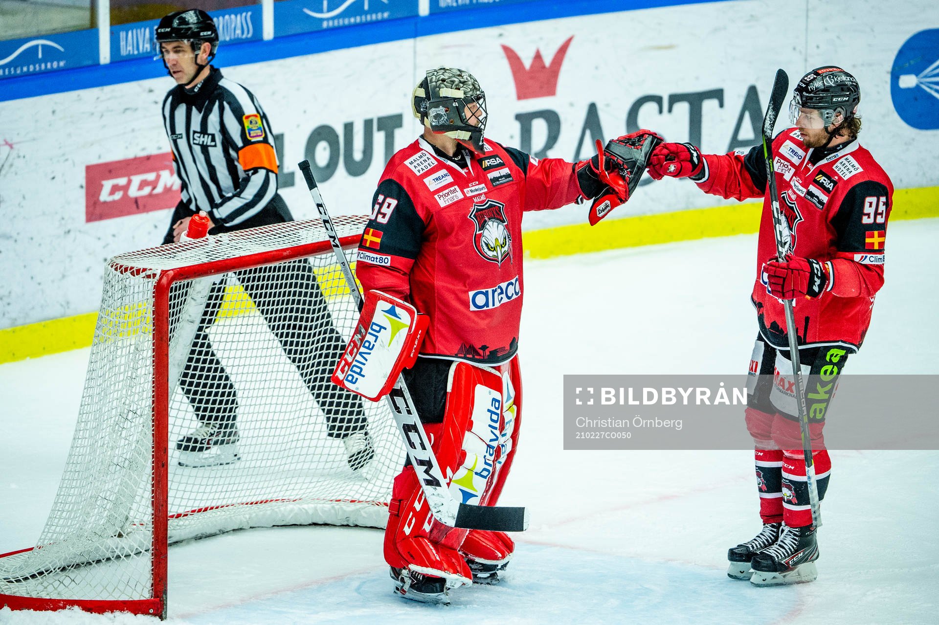 Malmö Redhawks målvakt Oscar Alsenfelt och Carl Persson