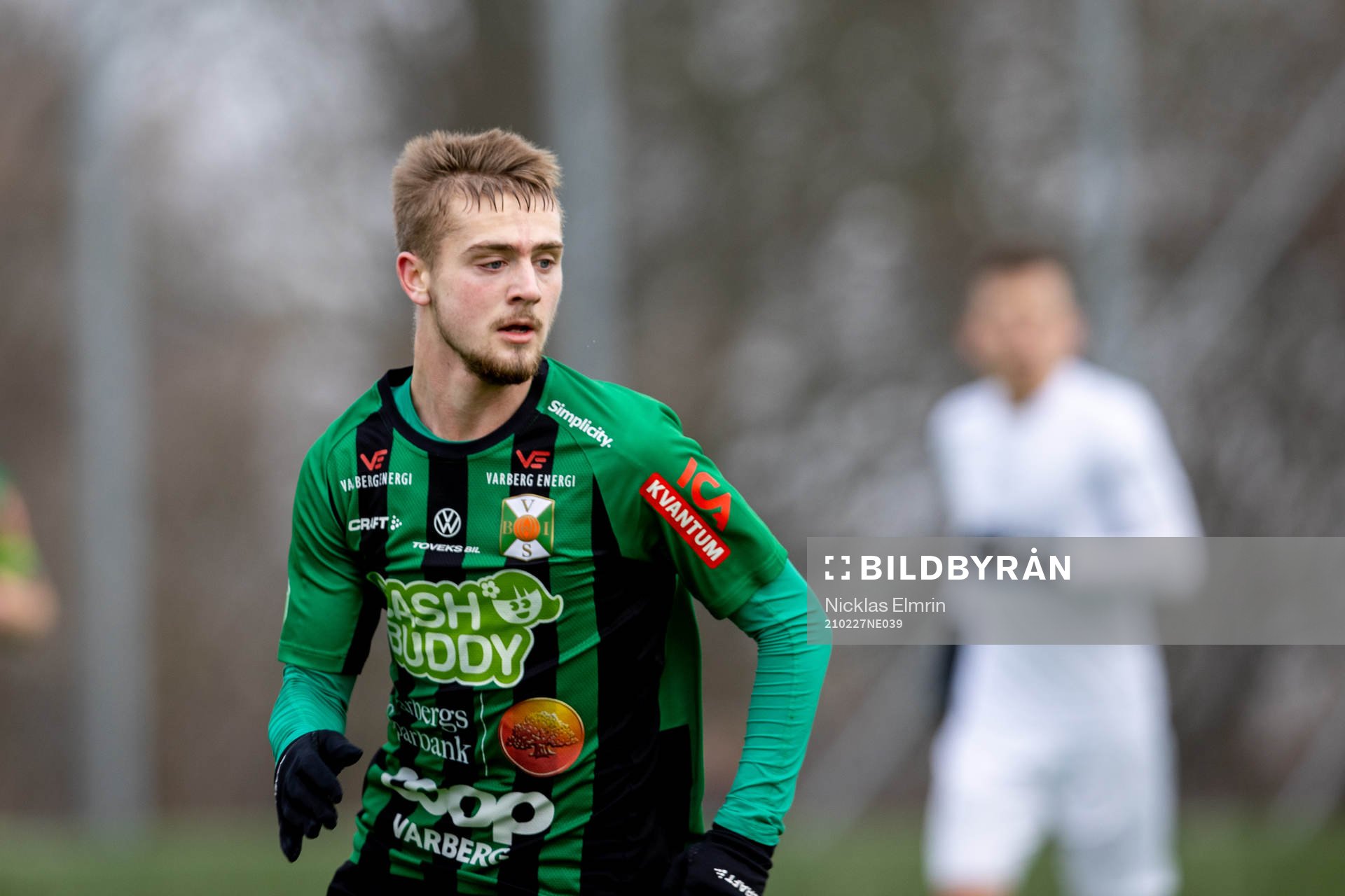 Monday Samuel under fotbollsmatchen i träningsmatchen mellan Varberg och Örgryte den 27 februari 2021 i Varberg. 
