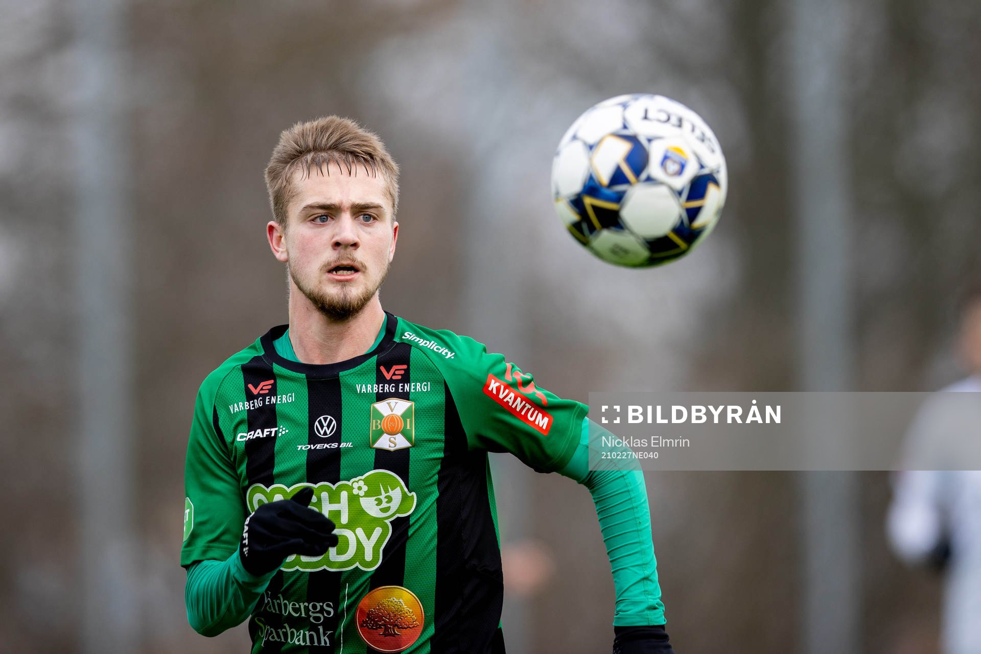 Monday Samuel under fotbollsmatchen i träningsmatchen mellan Varberg och Örgryte den 27 februari 2021 i Varberg. 