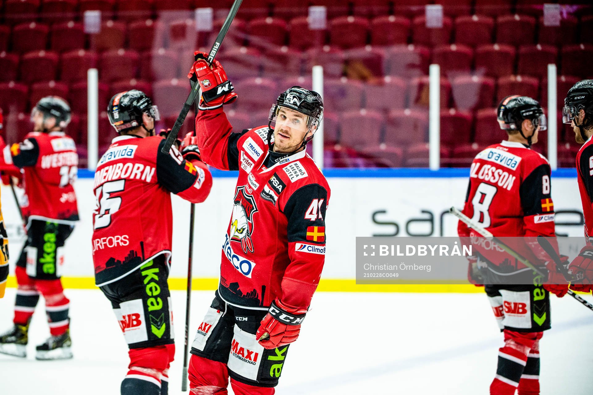 Malmö Redhawks Jesper Jensen Aabo jublar