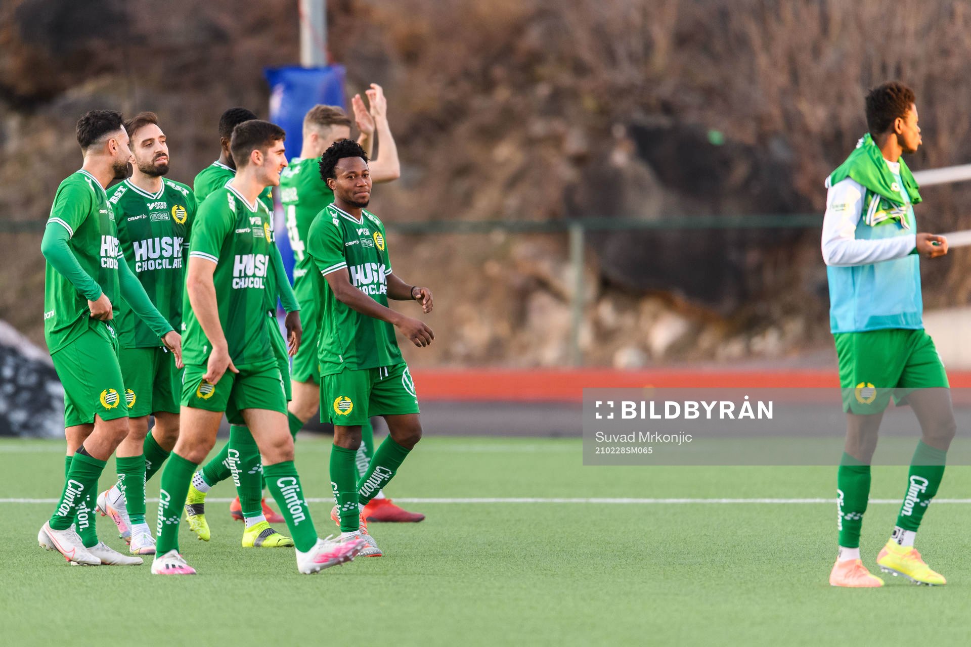 Hammarbys spelare efter fotbollsmatchen i Svenska Cupen mellan Oskarshamn och Hammarby den 28 februari 2021 i Oskarshamn. 