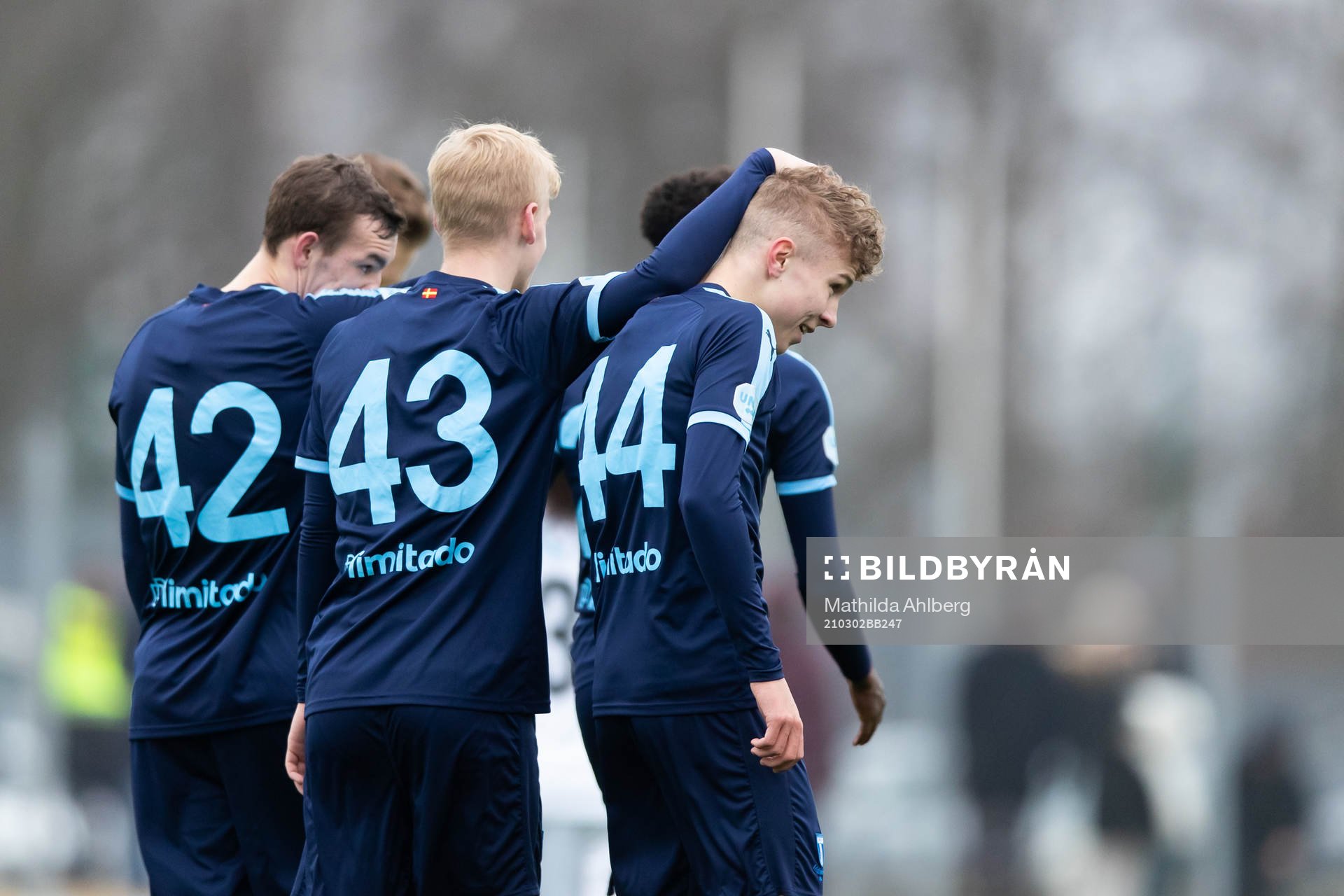Malmö FFs Hugo Bolin jublar med sina lagkamrater