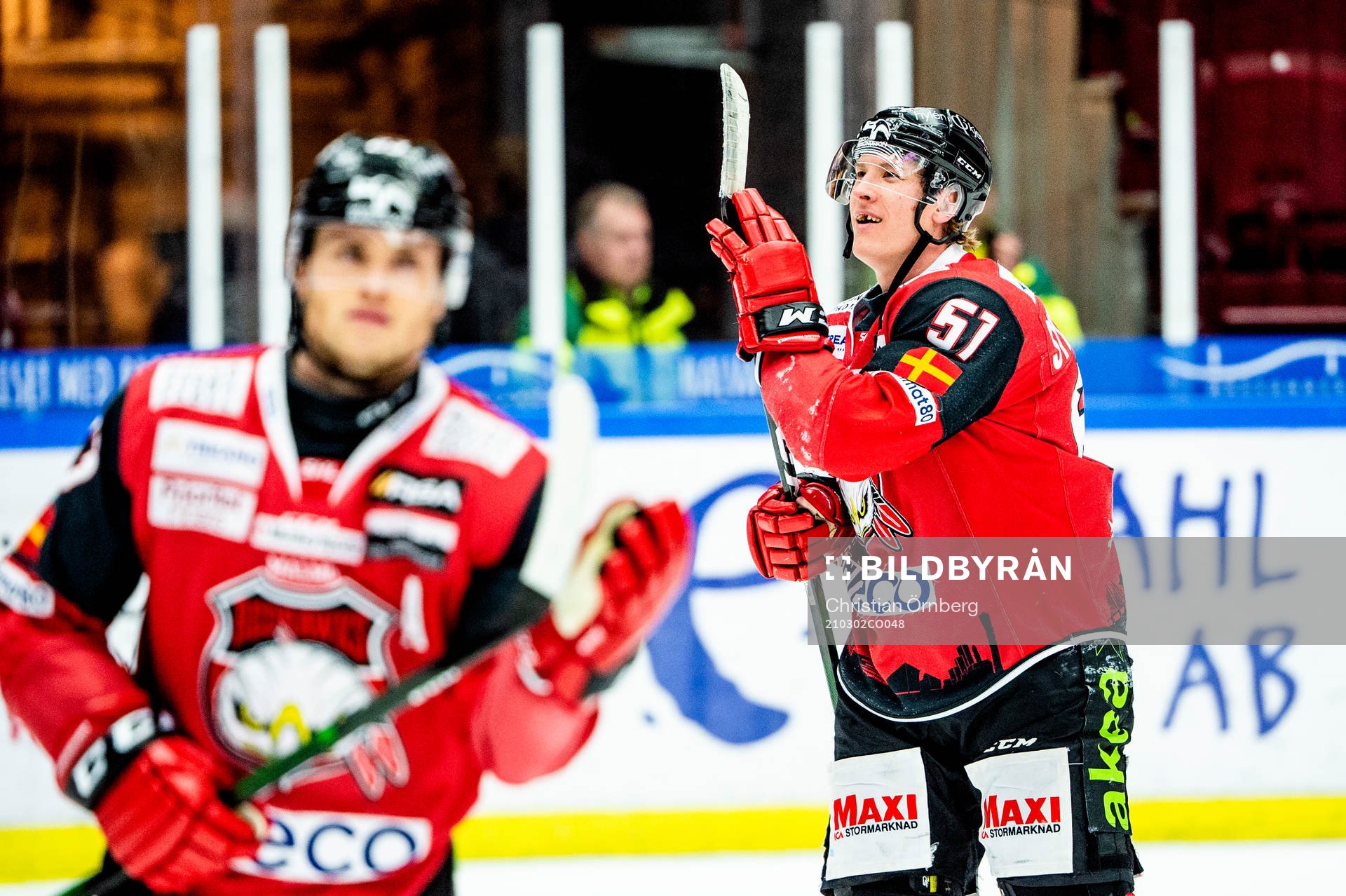 Malmö Redhawks Christoffer Forsberg och Emil Sylvegård