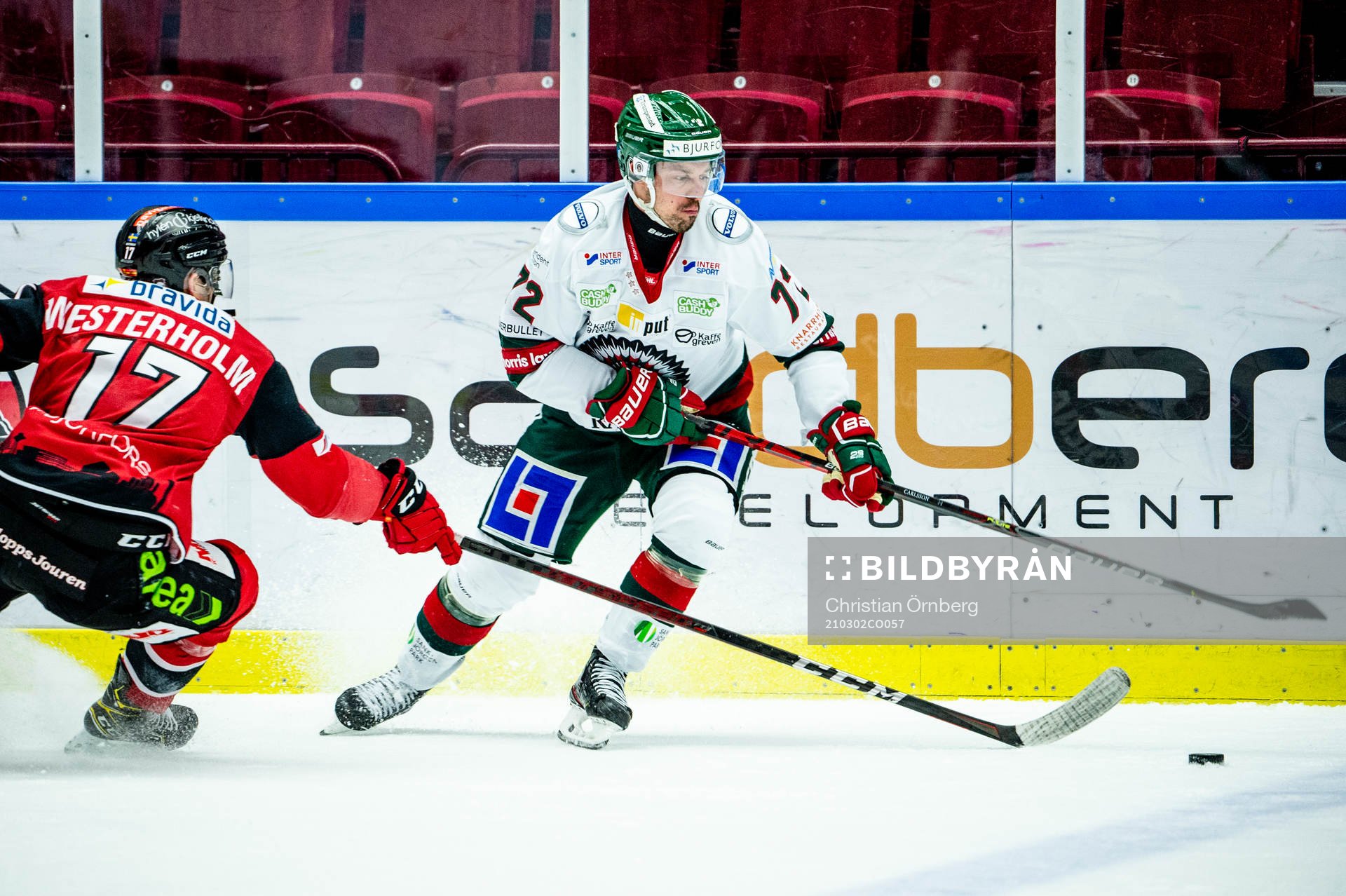 Frölundas Patrik Carlsson mot Malmö Redhawks Pathrik