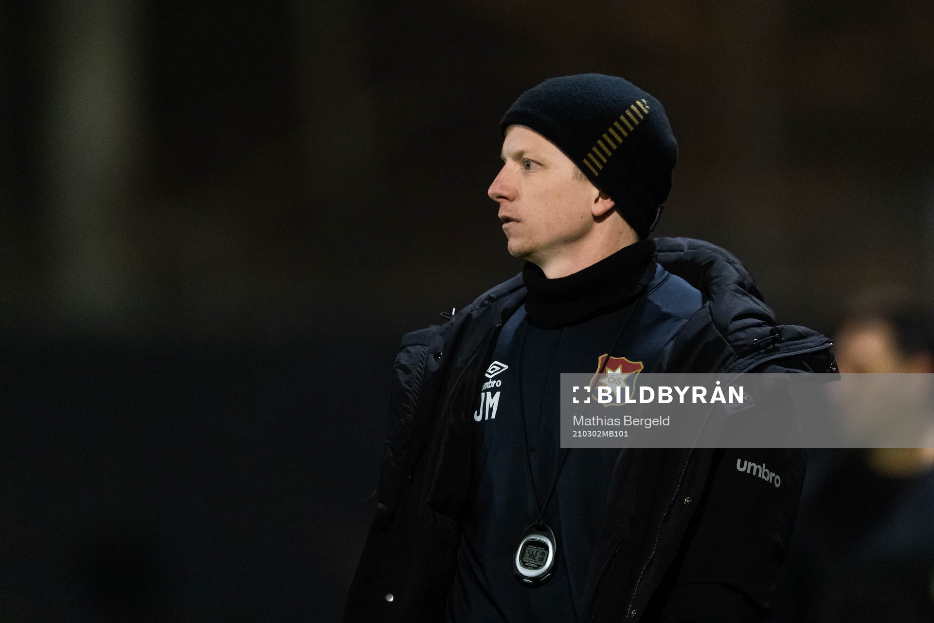 Örgrytes assisterande tränare Johan Mattsson under träningsmatchen i fotboll mellan Örgryte och Lindome den 2 mars 2021 i Göteborg. 