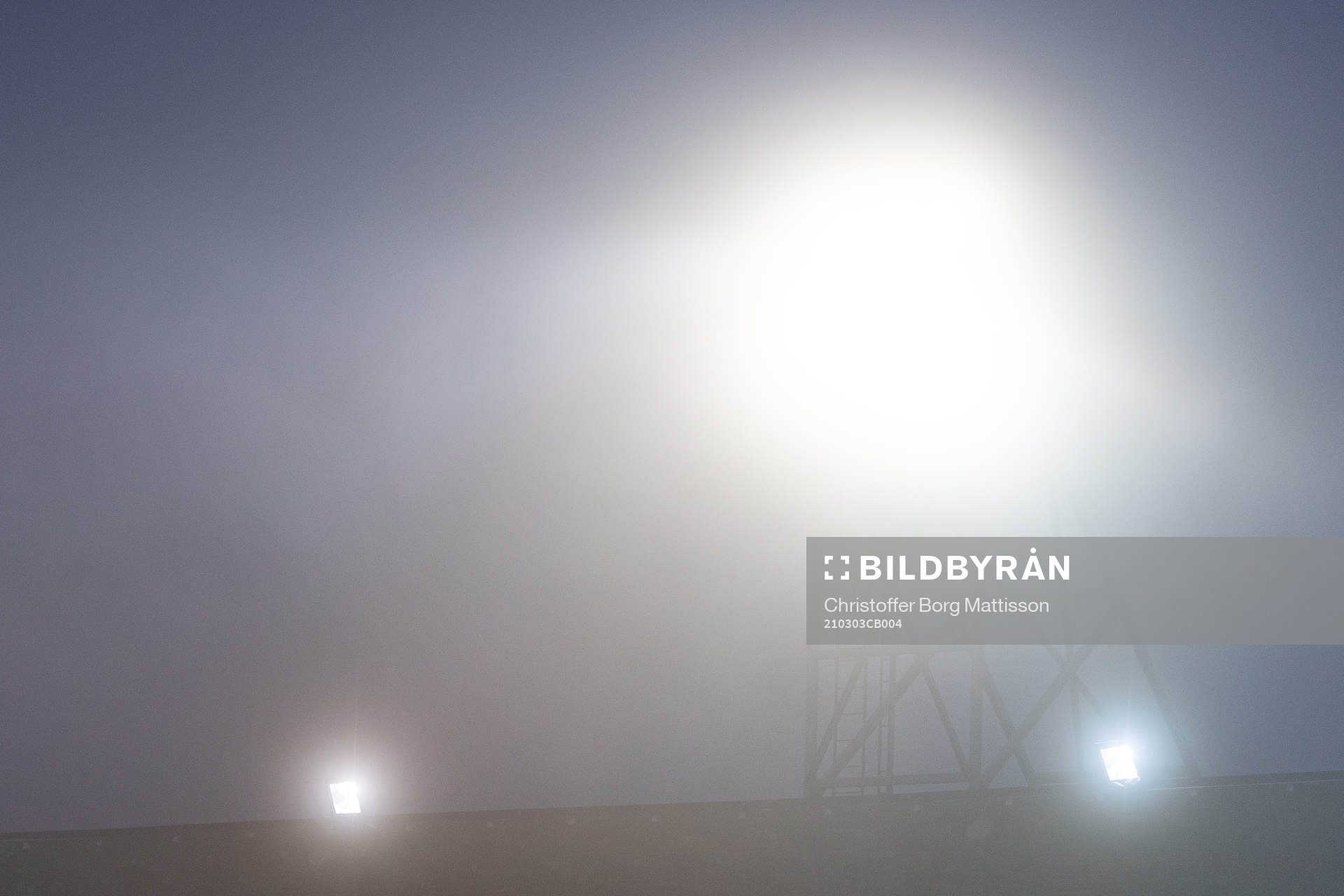 Fog over Malmö IP prior to the UEFA women's Champions