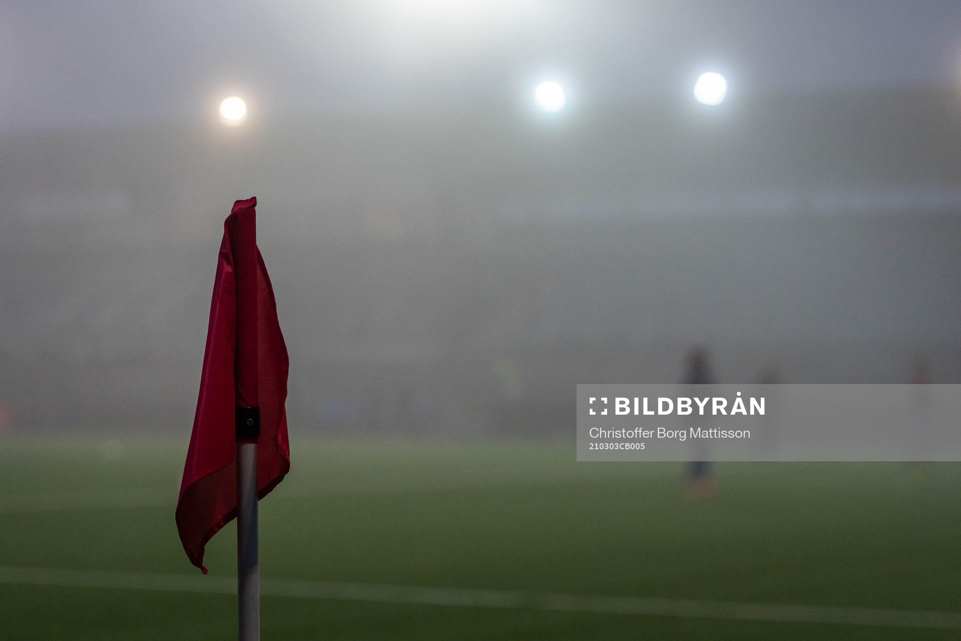 Fog over Malmö IP prior to the UEFA women's Champions