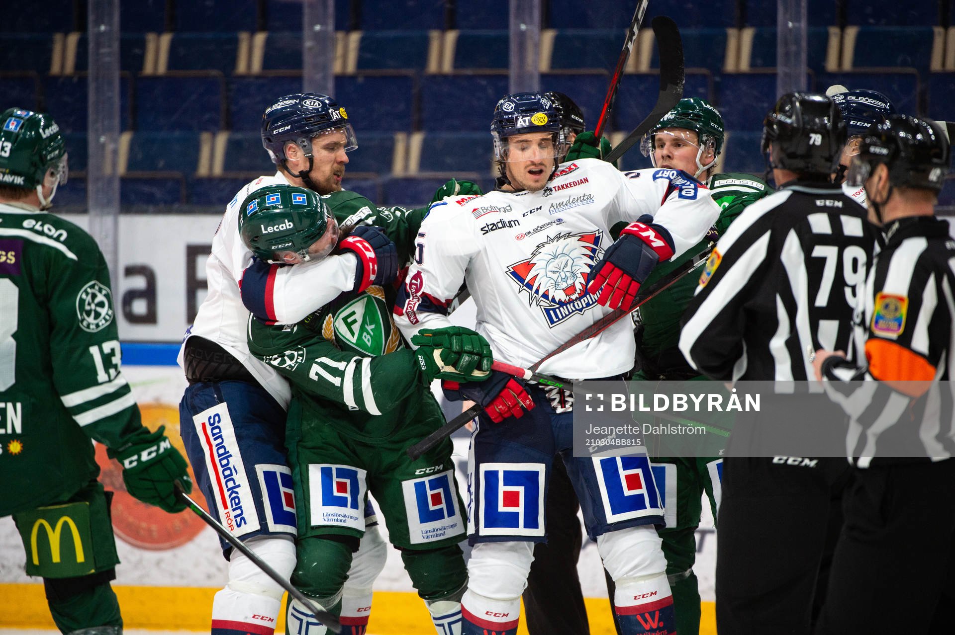 Linköpings Jarno Kärki, Linköpings Mattias Bäckman och