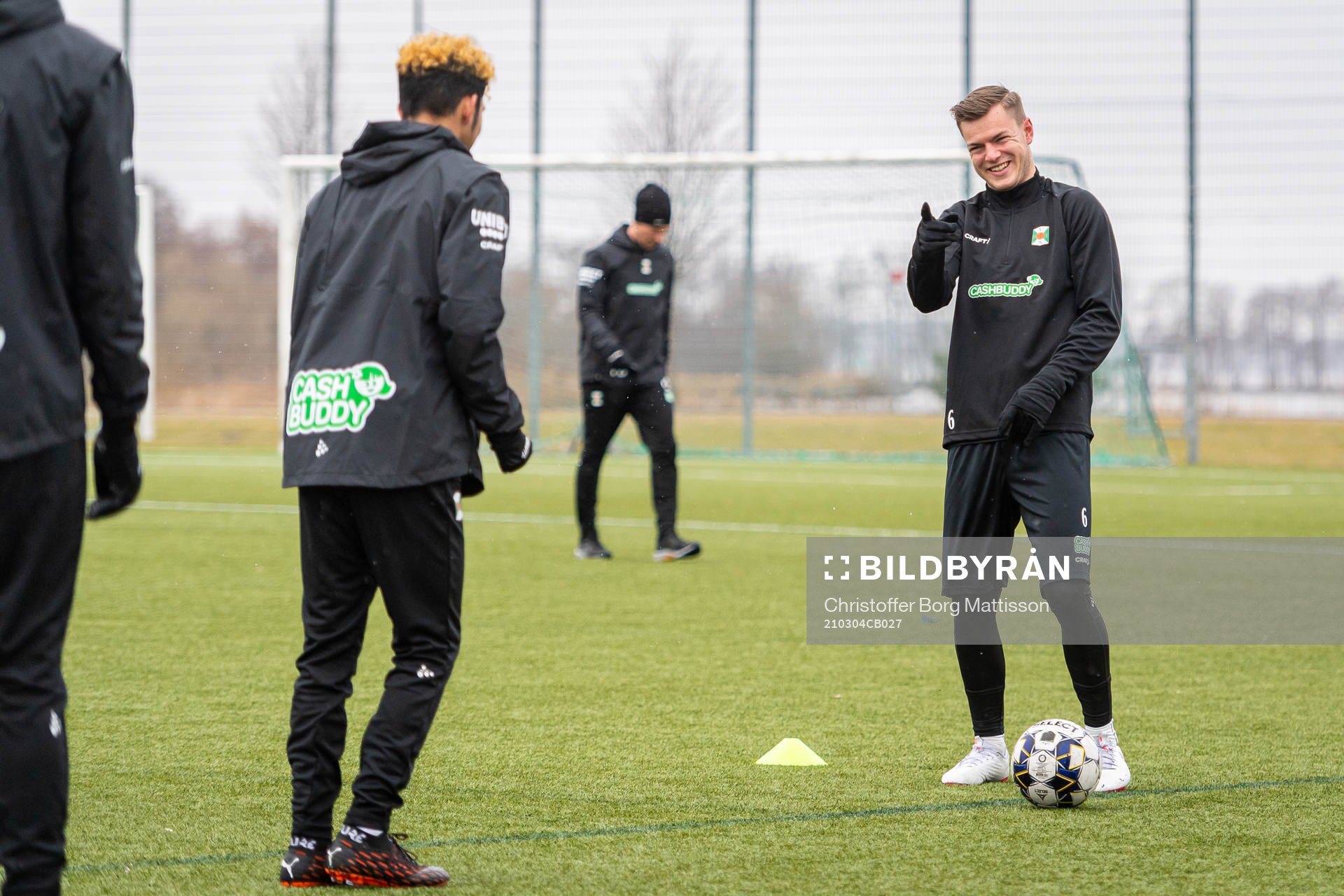 Albin Winbo under en träning med Varberg den 4 mars 2021 i Bromölla. 