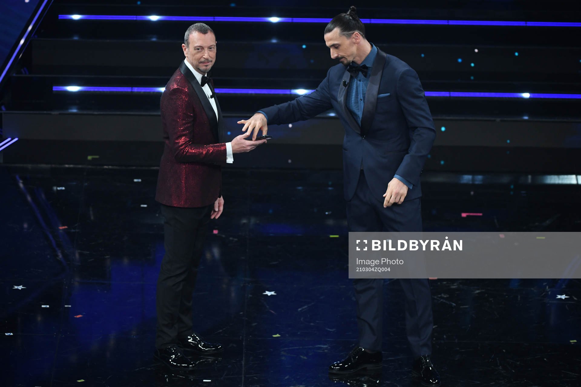 Zlatan Ibrahimovic and presenter Amadeus attends the