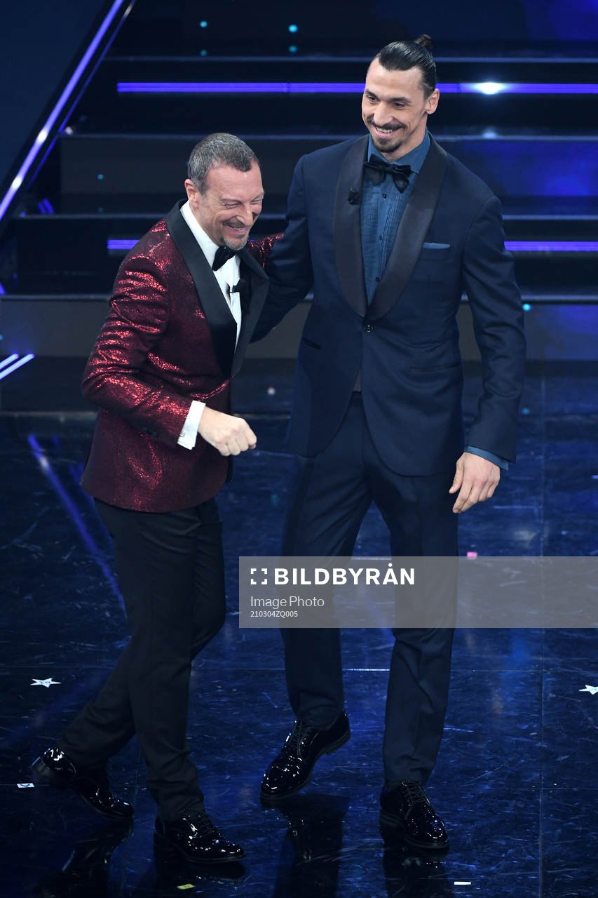 Zlatan Ibrahimovic and presenter Amadeus attends the