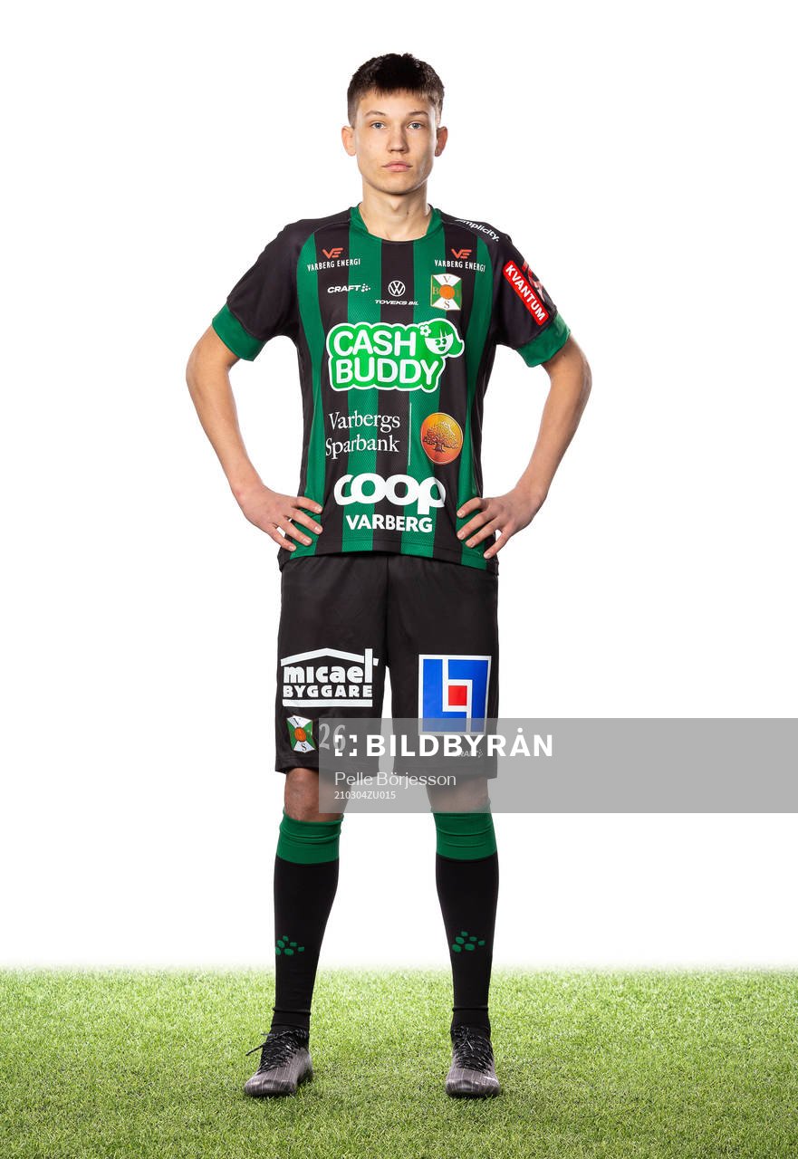 Varbergs Noah Johansson poserar för ett porträtt den 4 mars 2021 i Varberg.