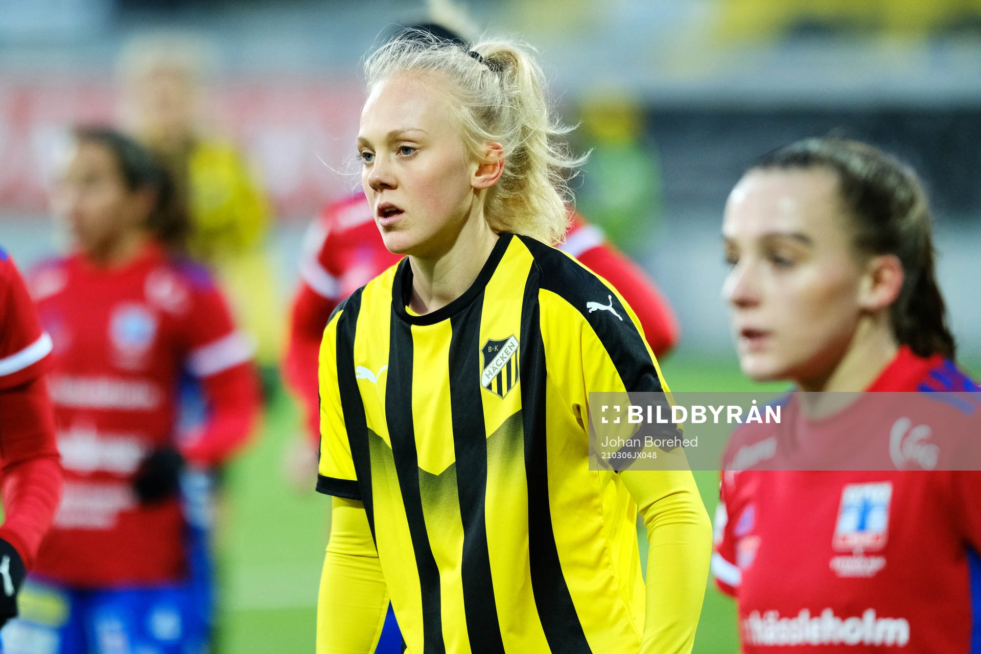 Häckens Molly Johansson under träningsmatchen i fotboll mellan Häcken och Vittsjö den 6 mars 2021 i Göteborg. 
