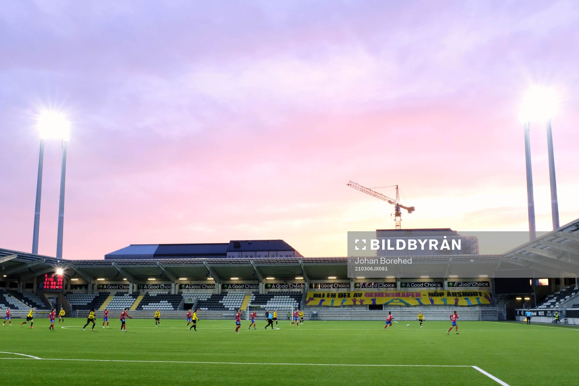 Vybild över Bravida Arena under träningsmatchen i fotboll mellan Häcken och Vittsjö den 6 mars 2021 i Göteborg. 
