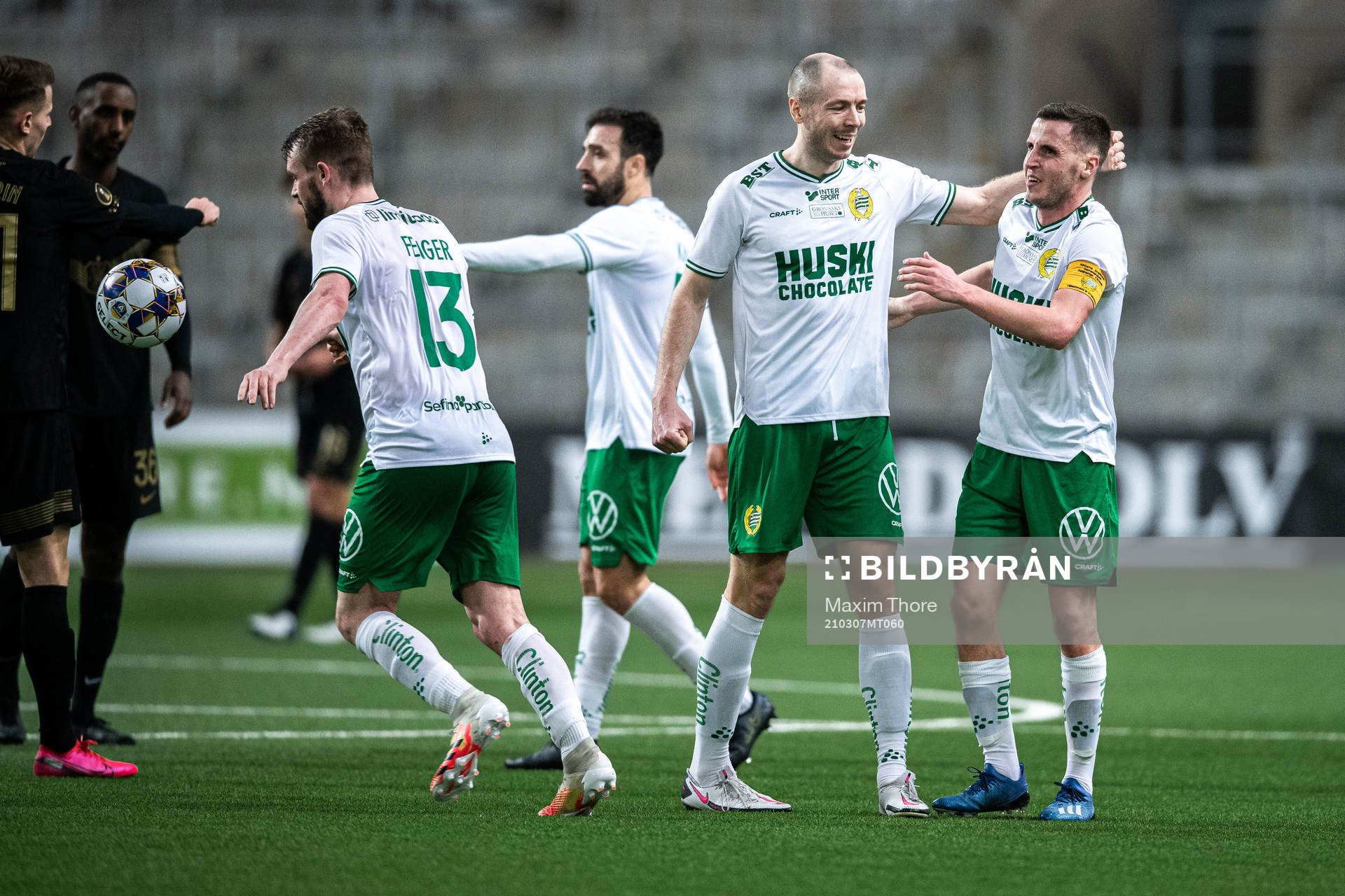 Hammarbys Jeppe Andersen jublar efter fotbollsmatchen i Svenska Cupen mellan Hammarby och AIK den 7 mars 2021 i Stockholm. 