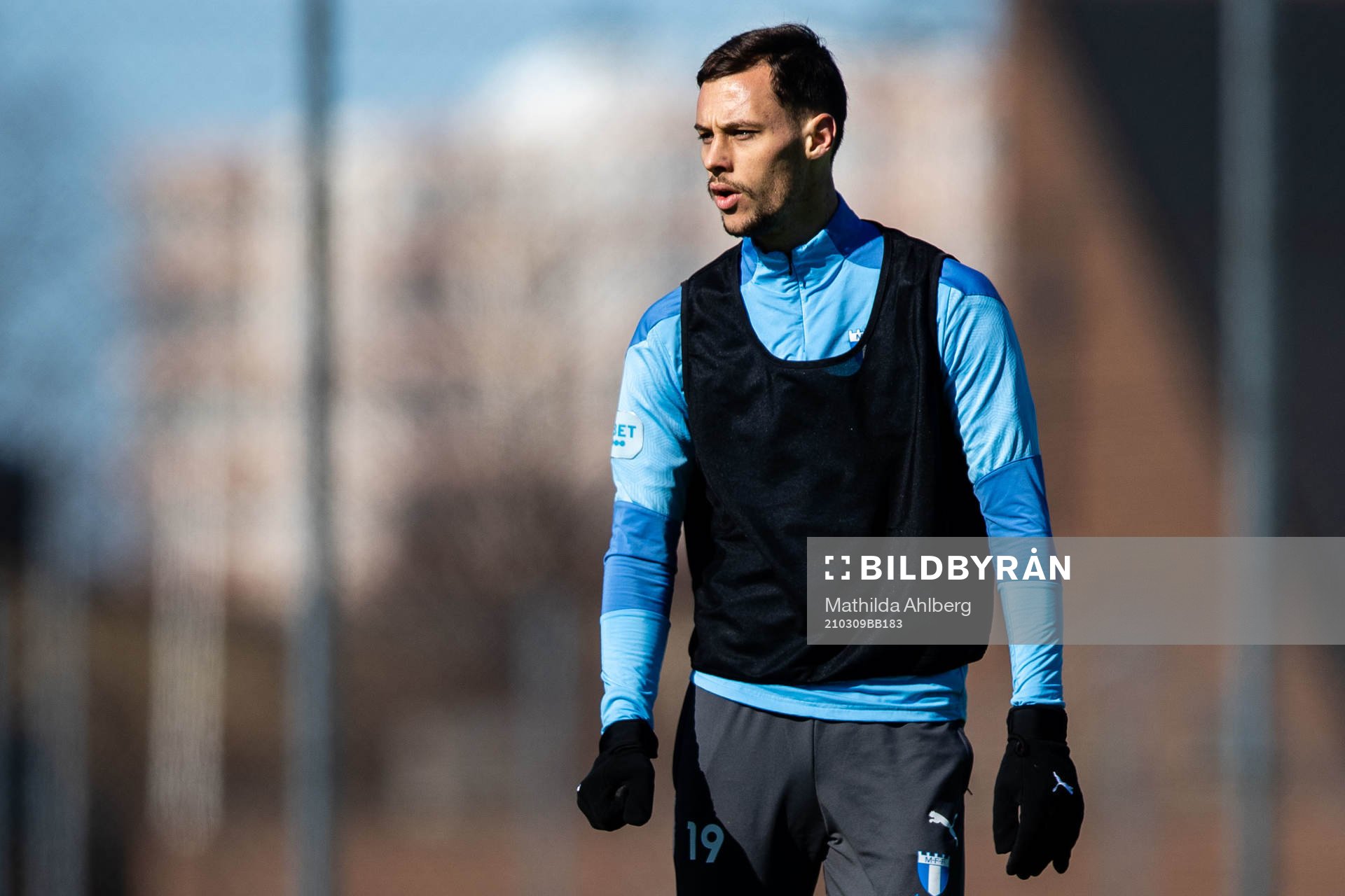 Veljko Birmancevic under en träning med Malmö FF den 9 mars 2021 i Malmö. 
