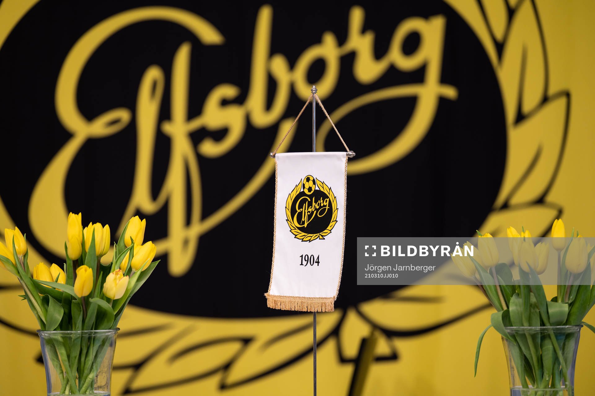 Detaljbild på Elfsborgs standar