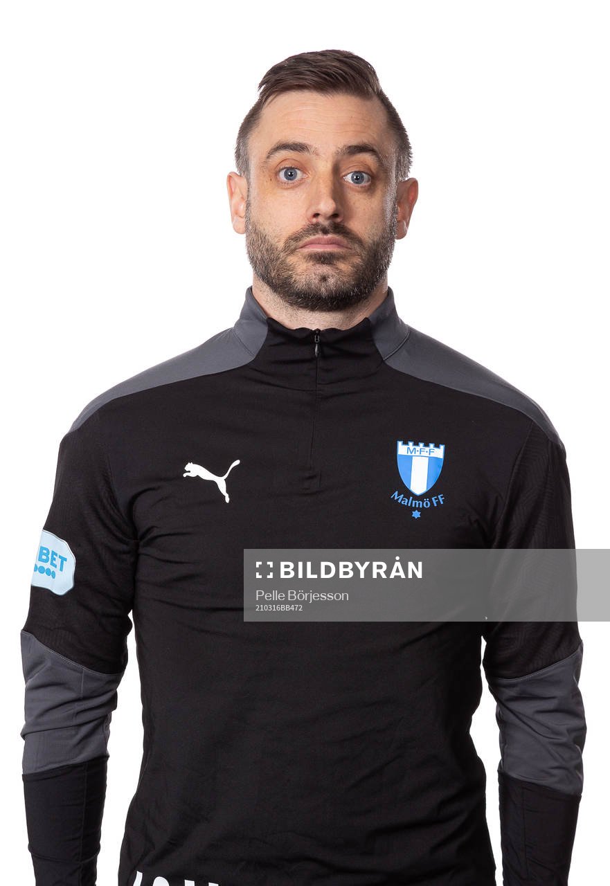 Malmö FF:s fysioterapeut Johan Ahlberg poserar för ett porträtt den 16 mars 2021 i Malmö.