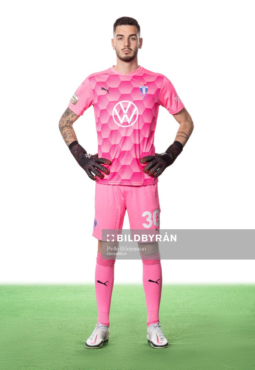 Malmö FF:s målvakt Marko Johansson poserar för ett porträtt den 16 mars 2021 i Malmö.