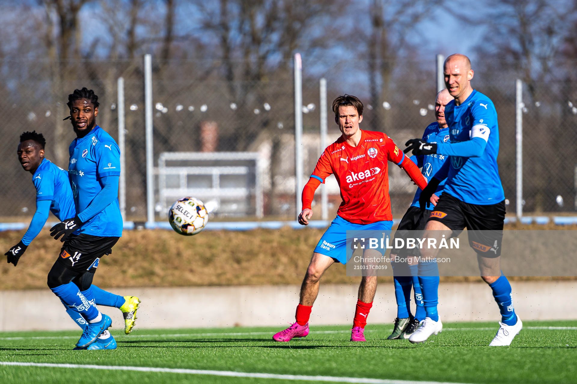 Helsingborgs Wilhelm Loeper under träningsmatchen i fotboll mellan Helsingborg och Halmstad den 17 mars 2021 i Helsingborg.