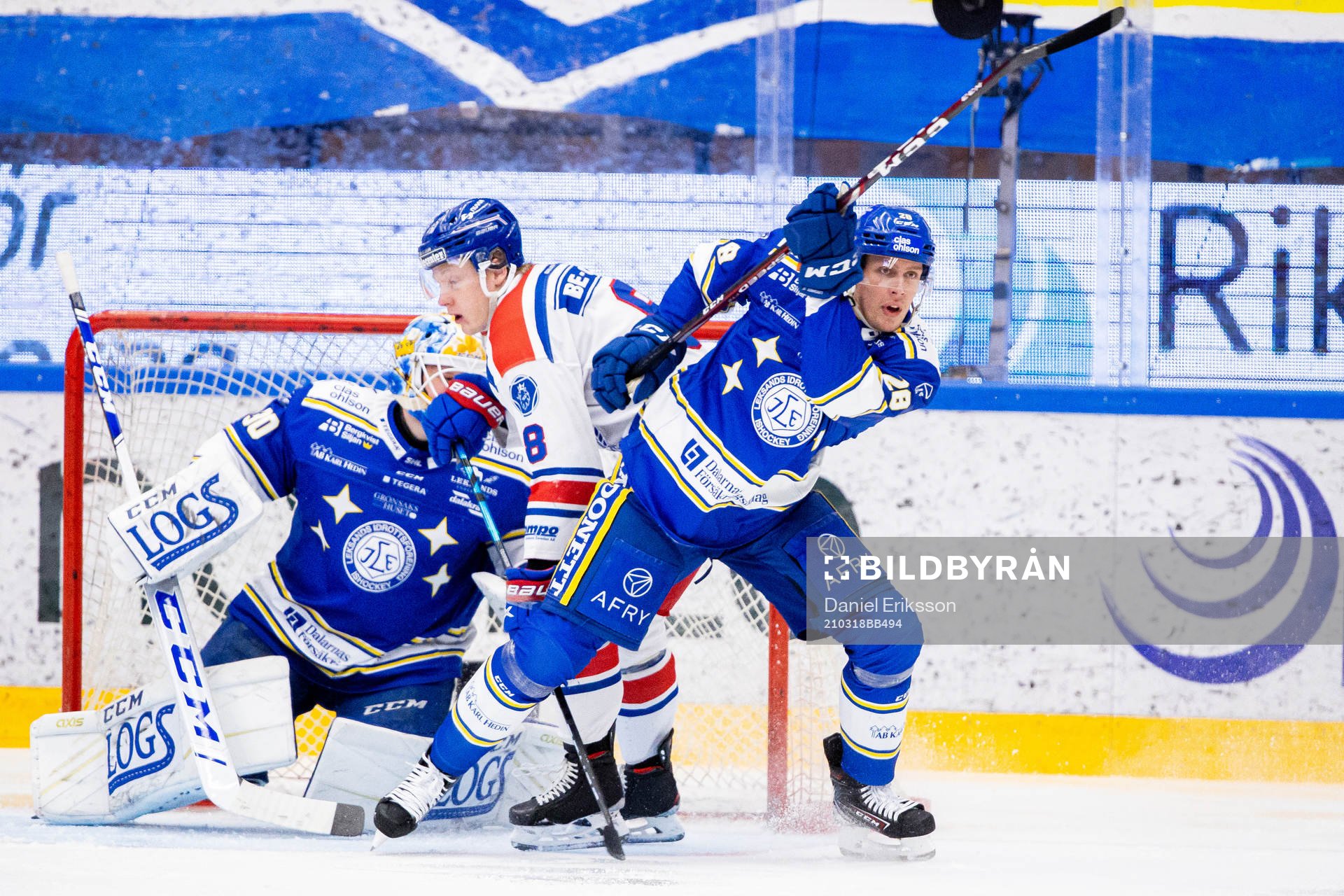 Leksands målvakt Janne Juvonen och Mattias Göransson