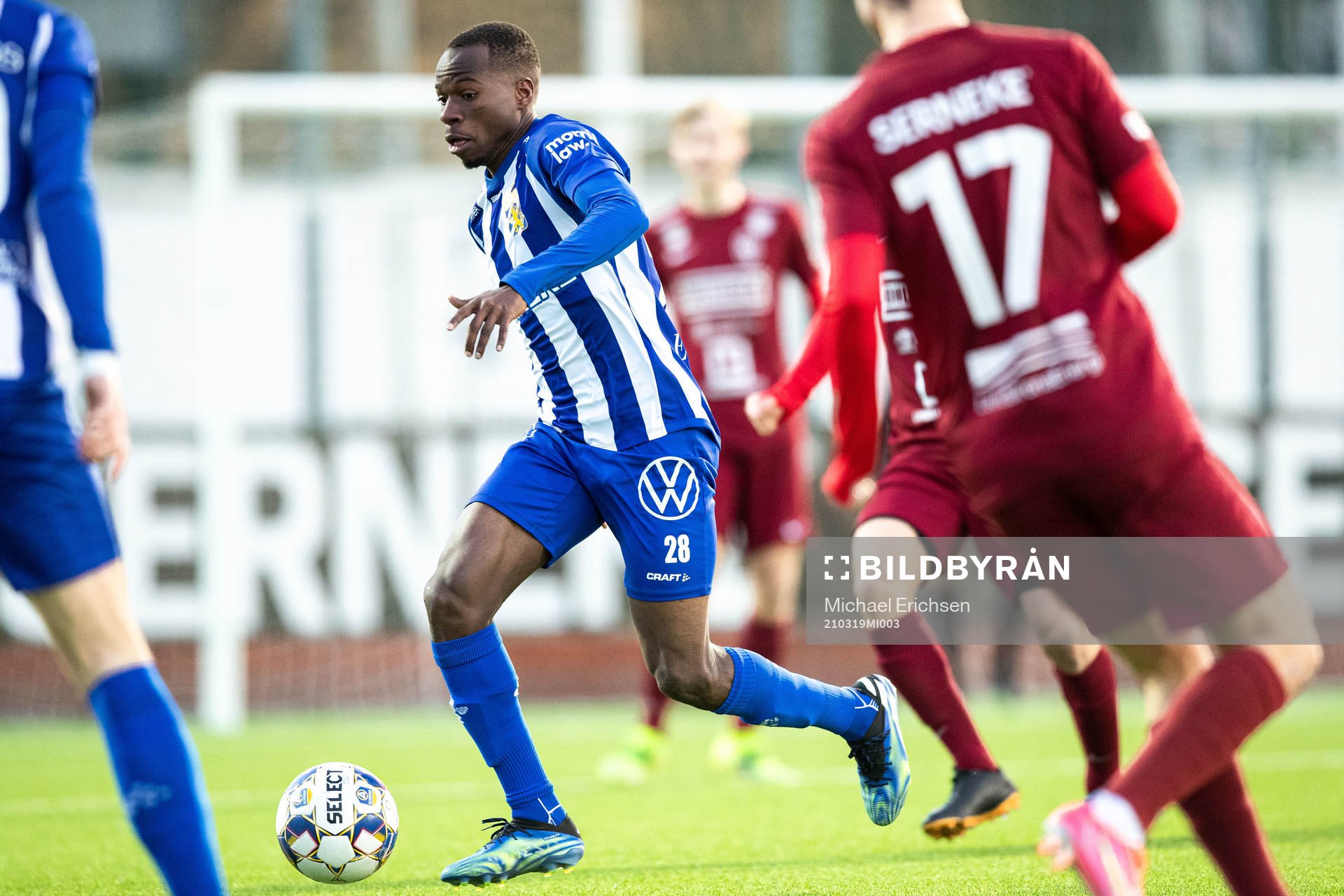IFK Göteborgs Alhassan Yusuf Abdullahi under träningsmatchen i fotboll mellan IFK Göteborg och Landskrona den 19 mars 2021 i Göteborg.