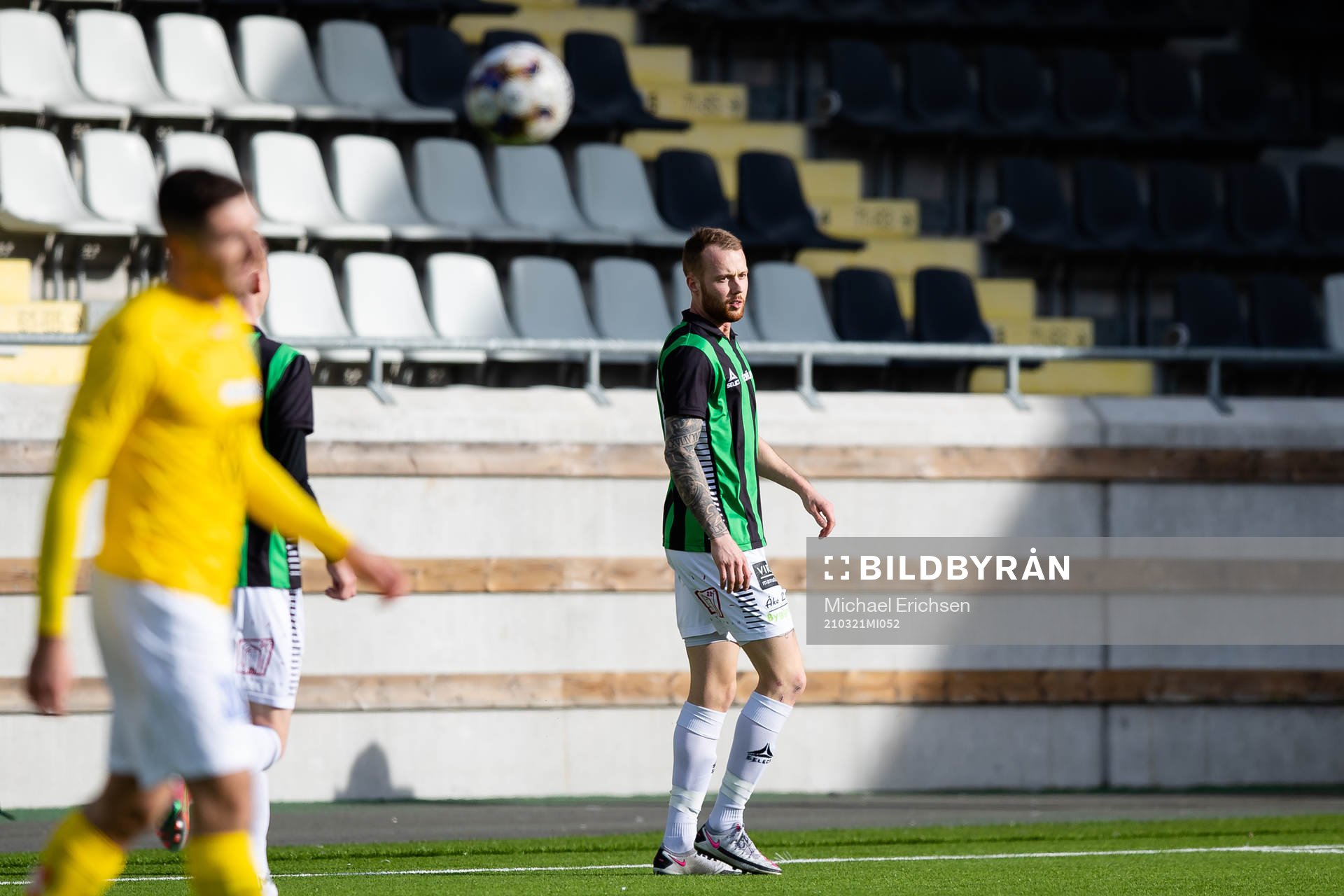 GAIS Daniel Sterner jublar efter 1-0 under träningsmatchen i fotboll mellan GAIS och Jönköpings Södra den 21 mars 2021 i Göteborg.