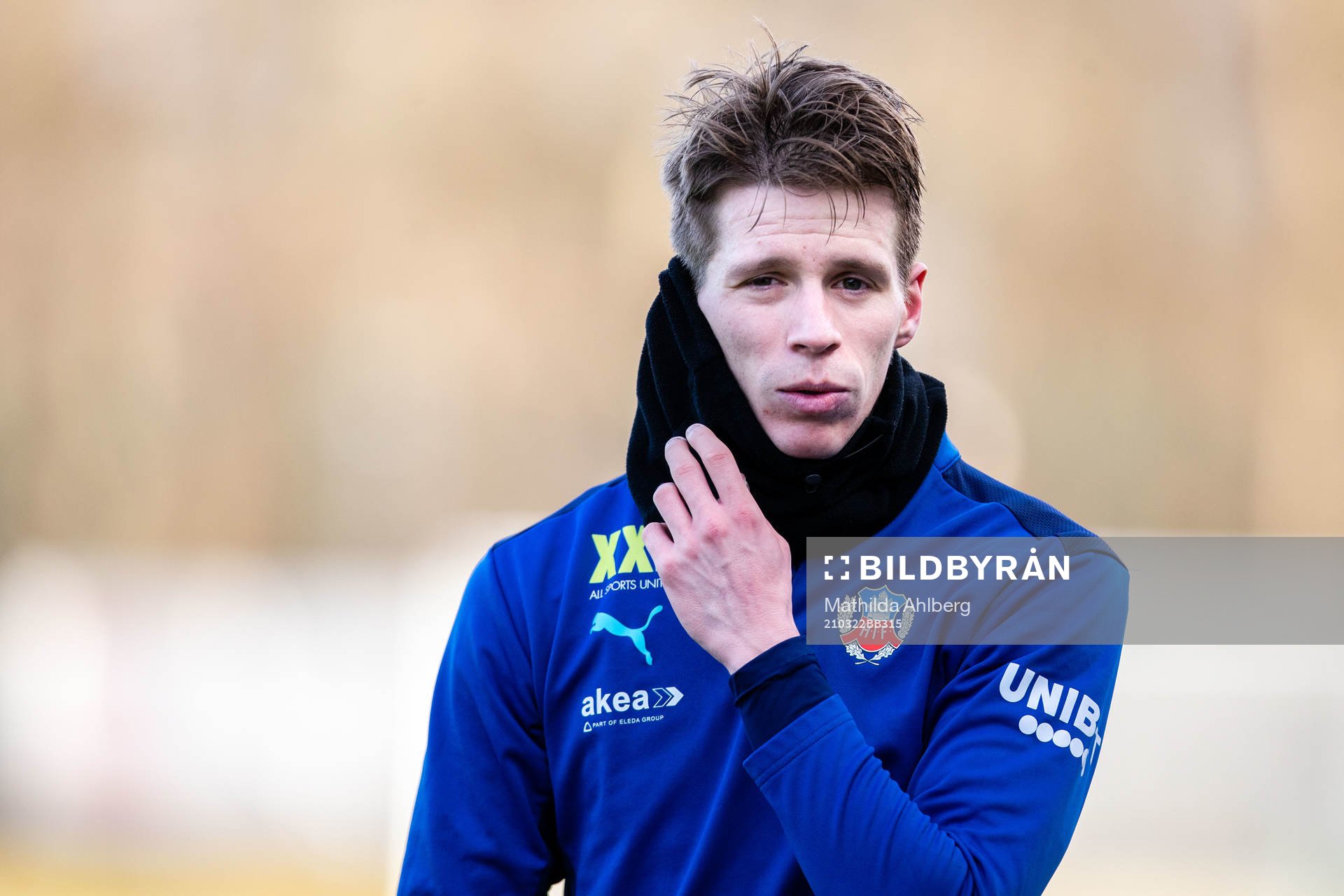 Bödvar Bödvarsson under en träning med Helsingborg den 22 mars 2021 i Helsingborg. 