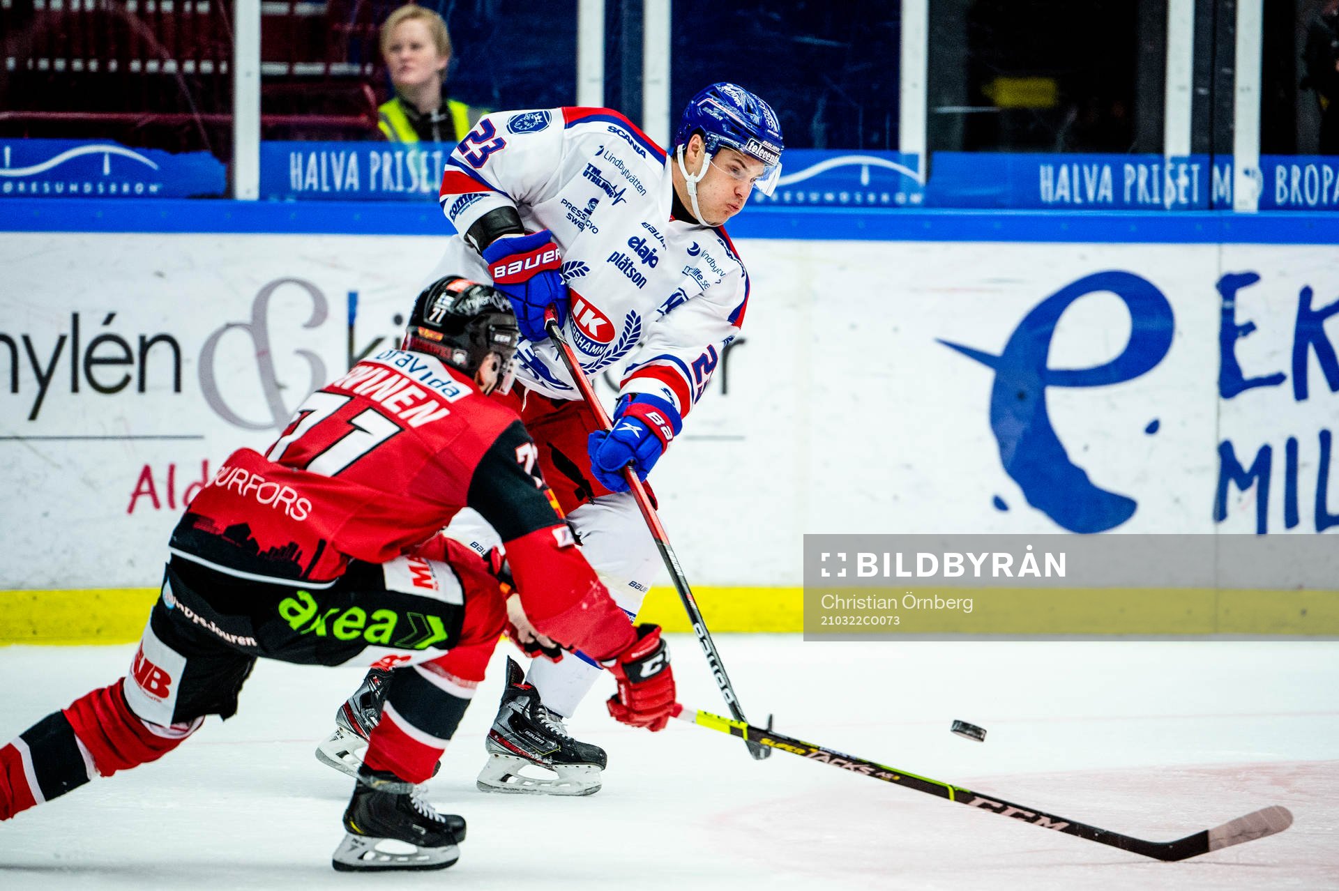 Oskarshamns Andrew Obrien mot Malmö Redhawks Jan-Mikael