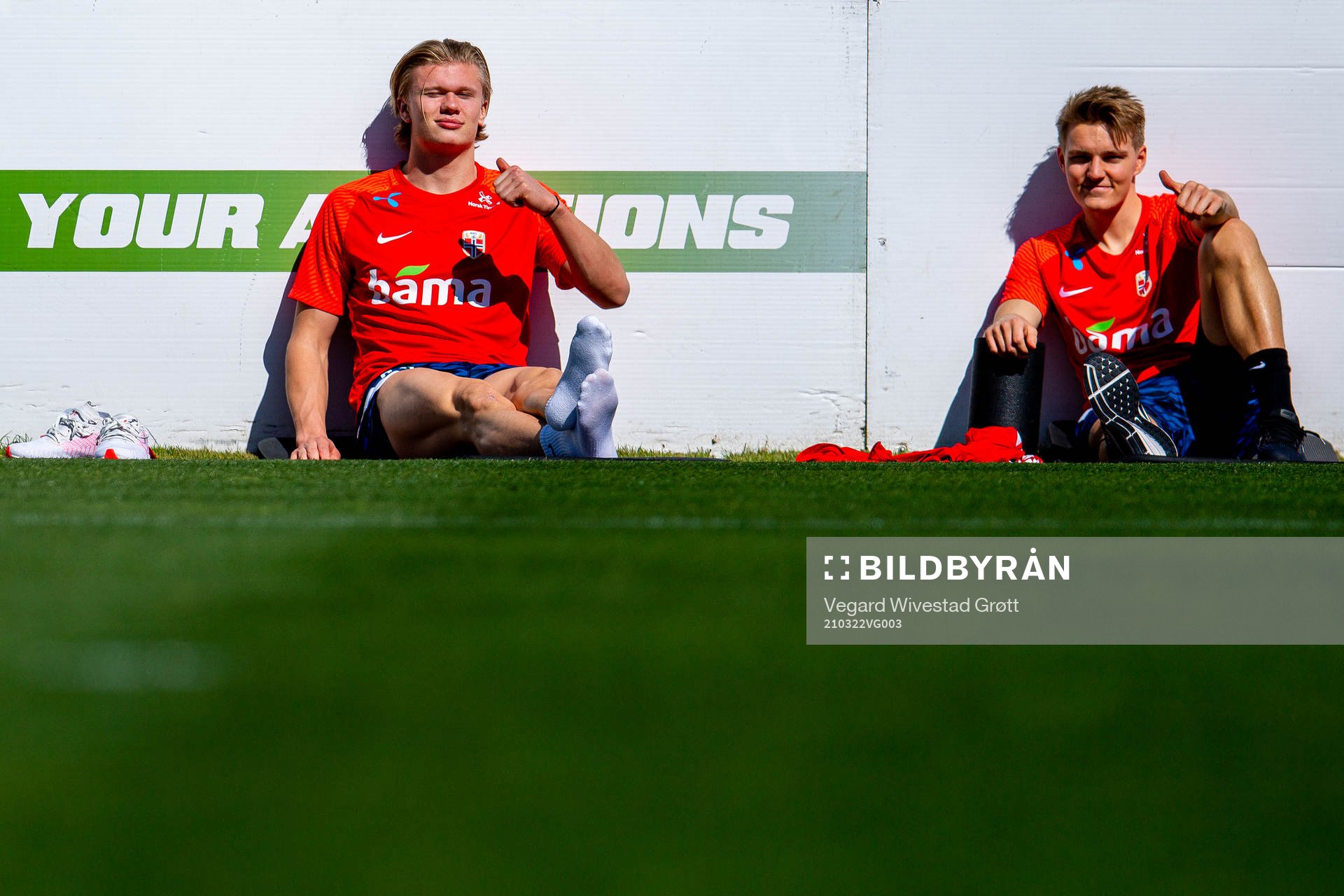 Erling Braut Haaland and Martin Ødegaard of the Norwegian