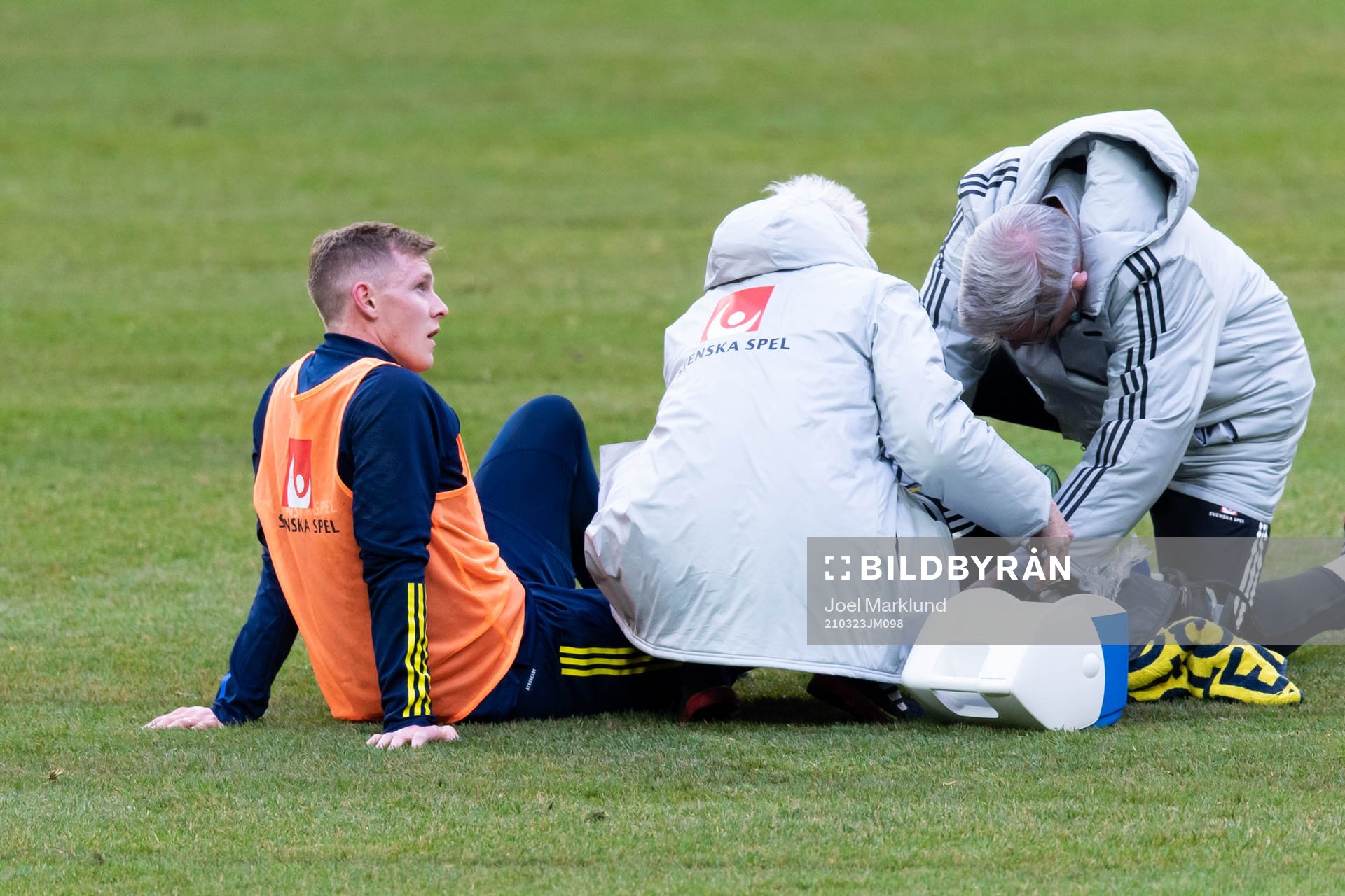 Emil Krafth of the Swedish national football team receives