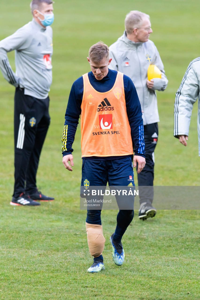 Emil Krafth of the Swedish national football team with his