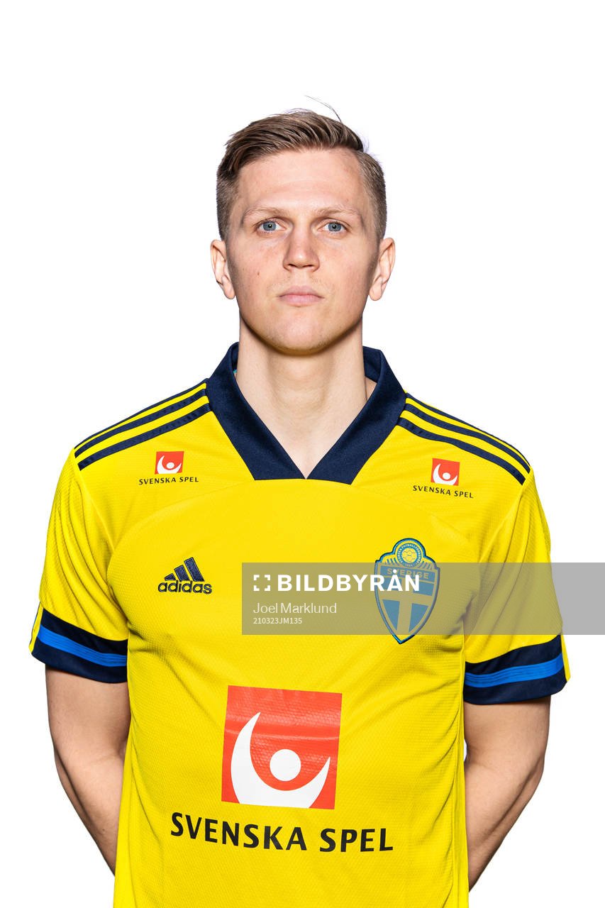 Joakim Nilsson of the Swedish national football team poses